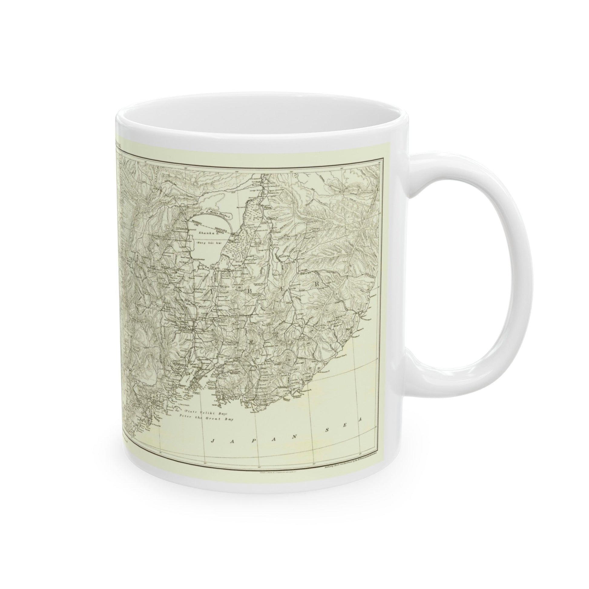 Asia - Kirin, Harbin, Vladivostok (1905) (Map) White Coffee Mug-The Sticker Space