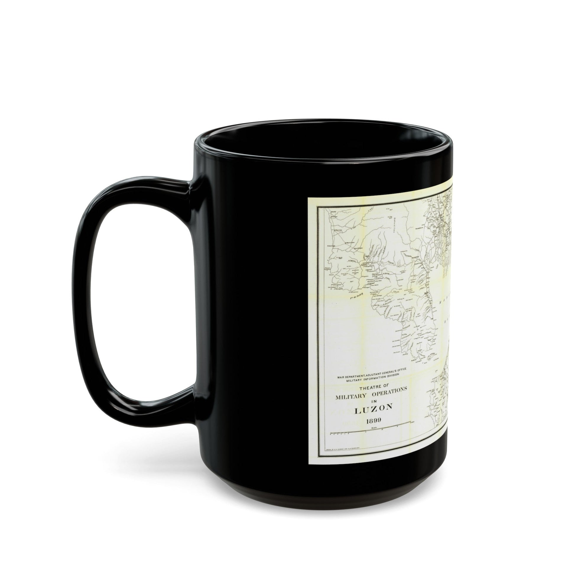 Asia - Luzon, Theatre of Military Operations (1899) (Map) Black Coffee Mug-The Sticker Space