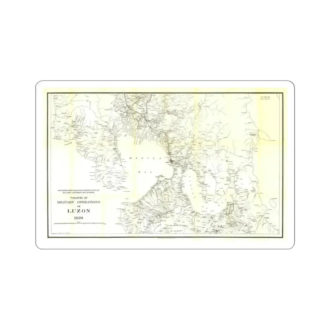 Asia - Luzon, Theatre of Military Operations (1899) (Map) STICKER Vinyl Kiss-Cut Decal 4 Inch White - The Sticker Space