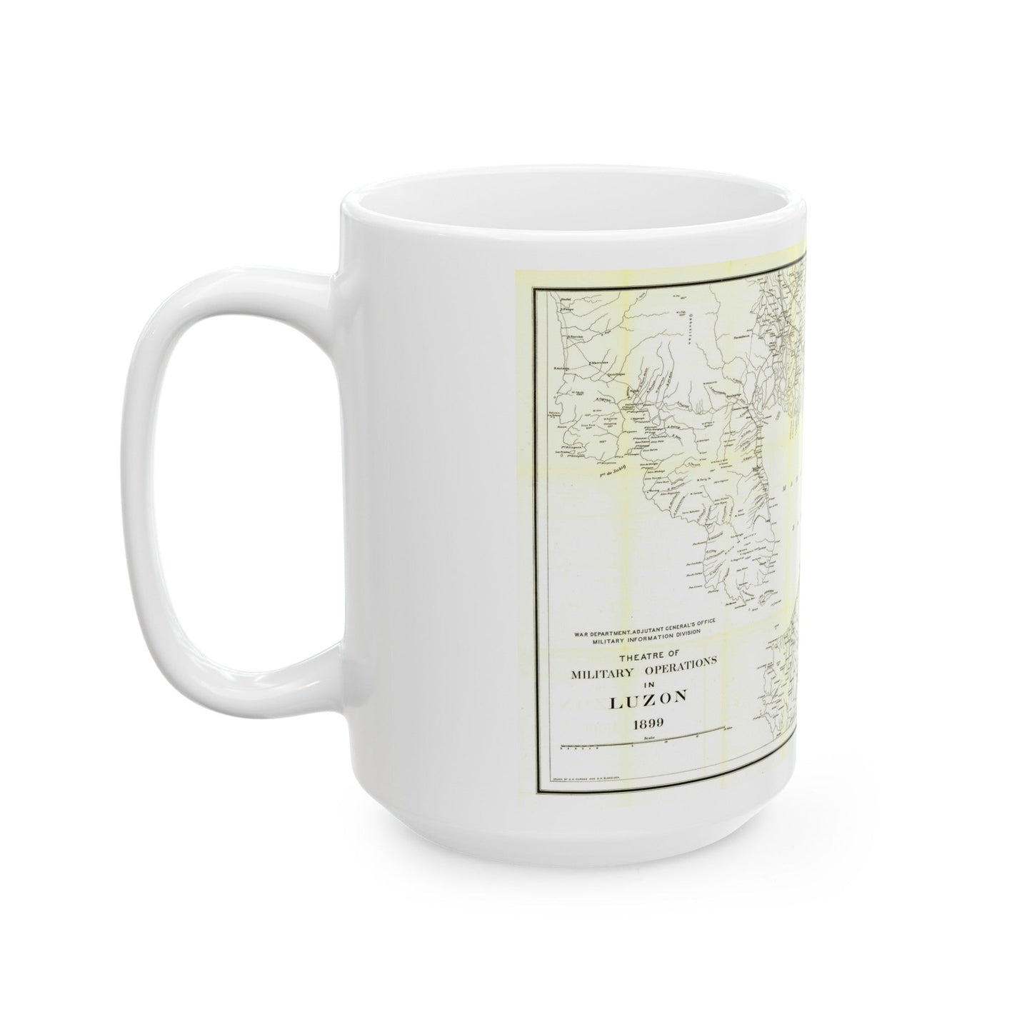 Asia - Luzon, Theatre of Military Operations (1899) (Map) White Coffee Mug-The Sticker Space