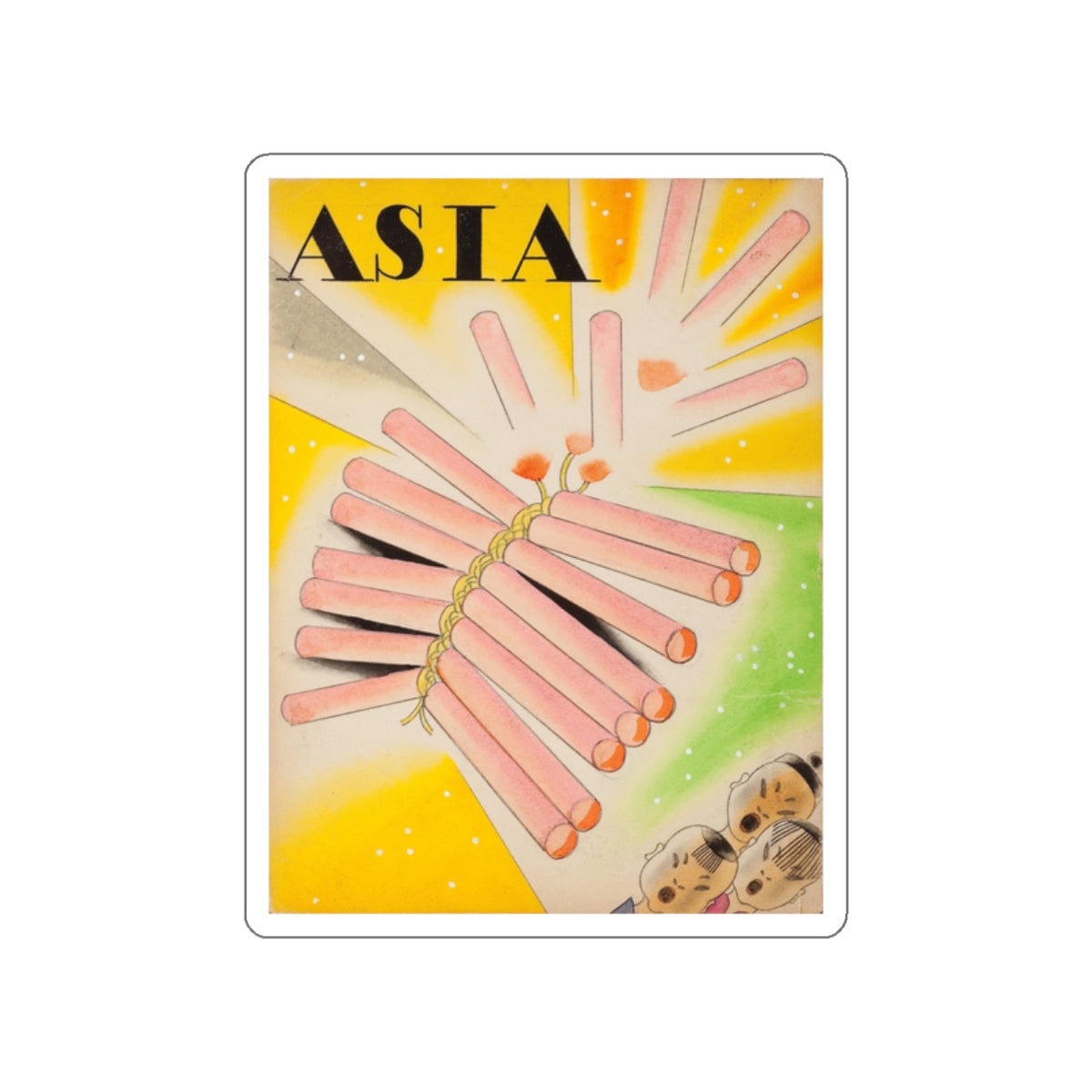 Asia magazine cover, July-August 1932 (Magazine Illustration) STICKER Vinyl Die-Cut Decal-White-The Sticker Space