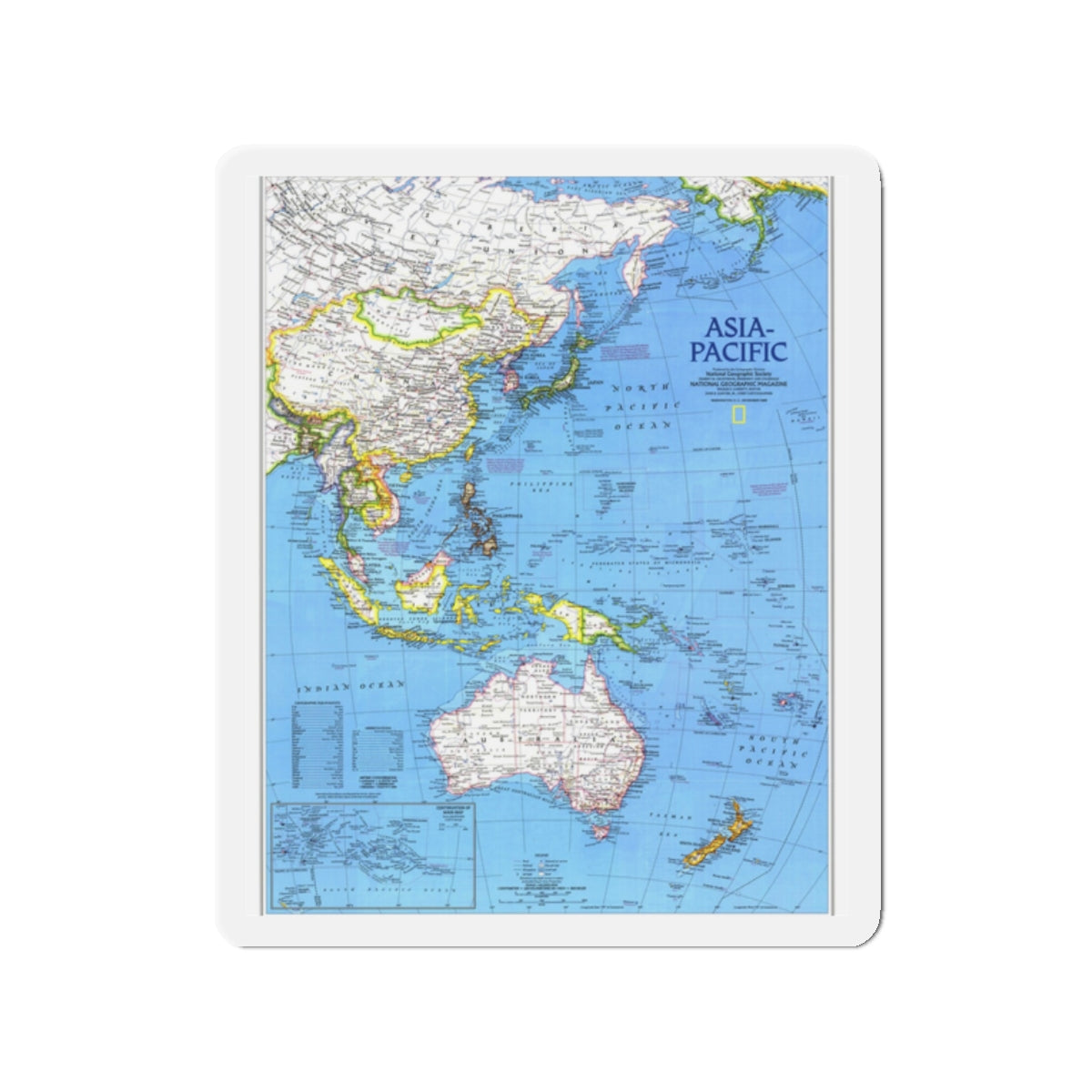 Asia-Pacific (1989) (Map) Refrigerator Magnet-2" x 2"-The Sticker Space