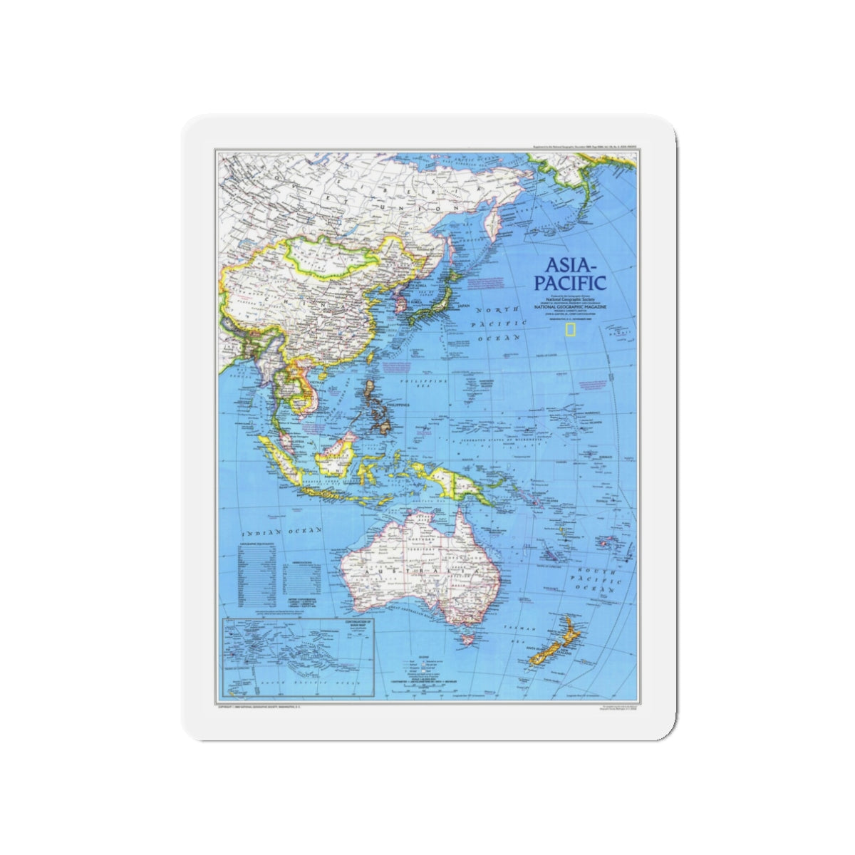 Asia-Pacific (1989) (Map) Refrigerator Magnet-3" x 3"-The Sticker Space