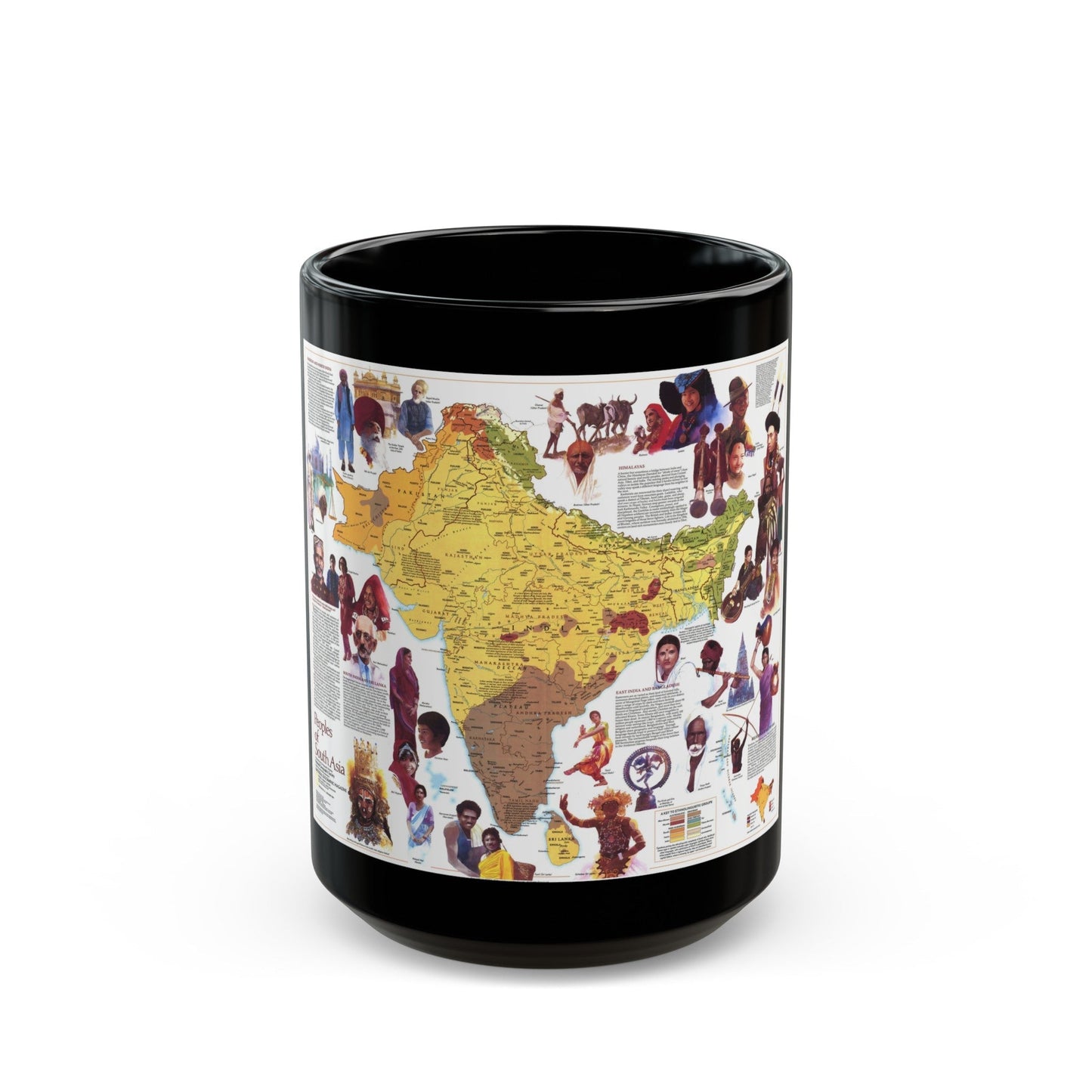 Asia - Peoples of South (1984) (Map) Black Coffee Mug-15oz-The Sticker Space