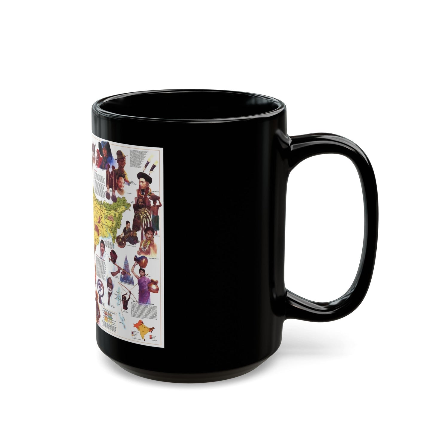 Asia - Peoples of South (1984) (Map) Black Coffee Mug-The Sticker Space