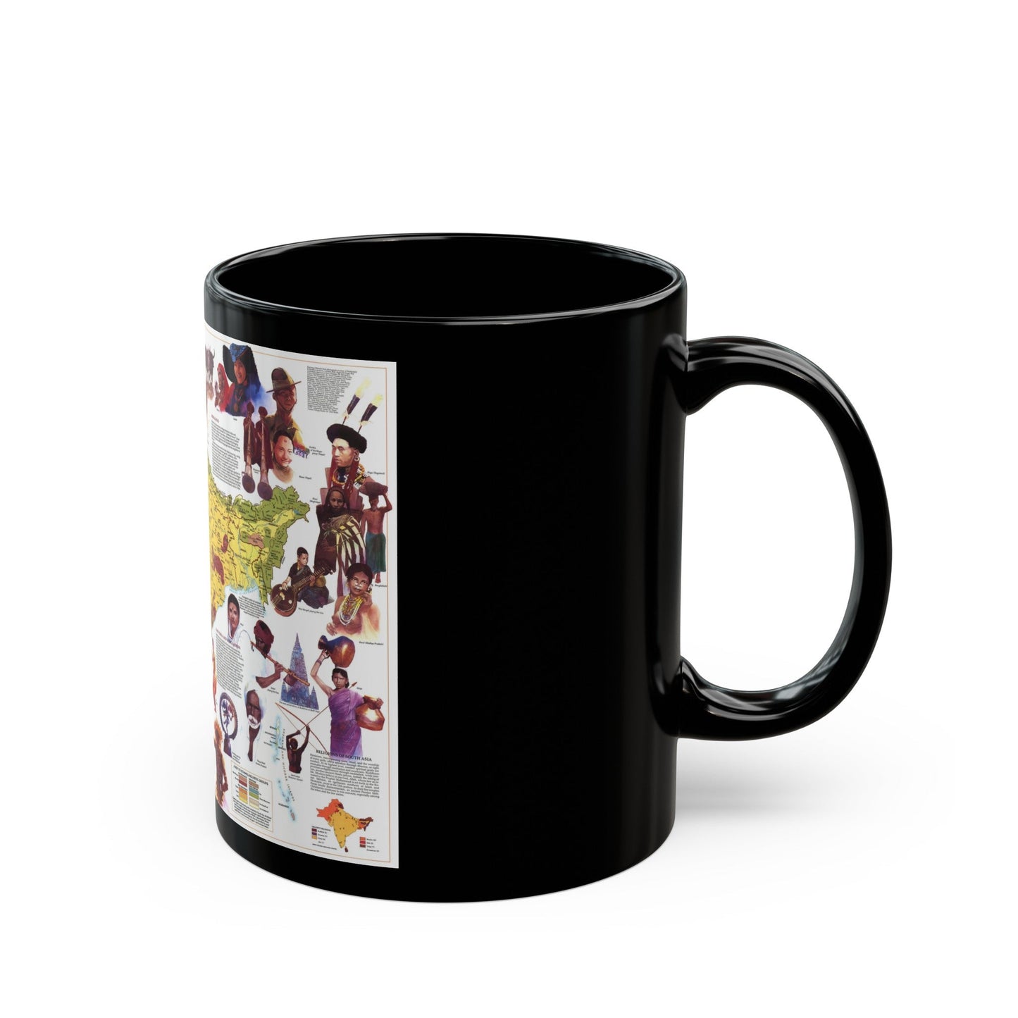 Asia - Peoples of South (1984) (Map) Black Coffee Mug-The Sticker Space