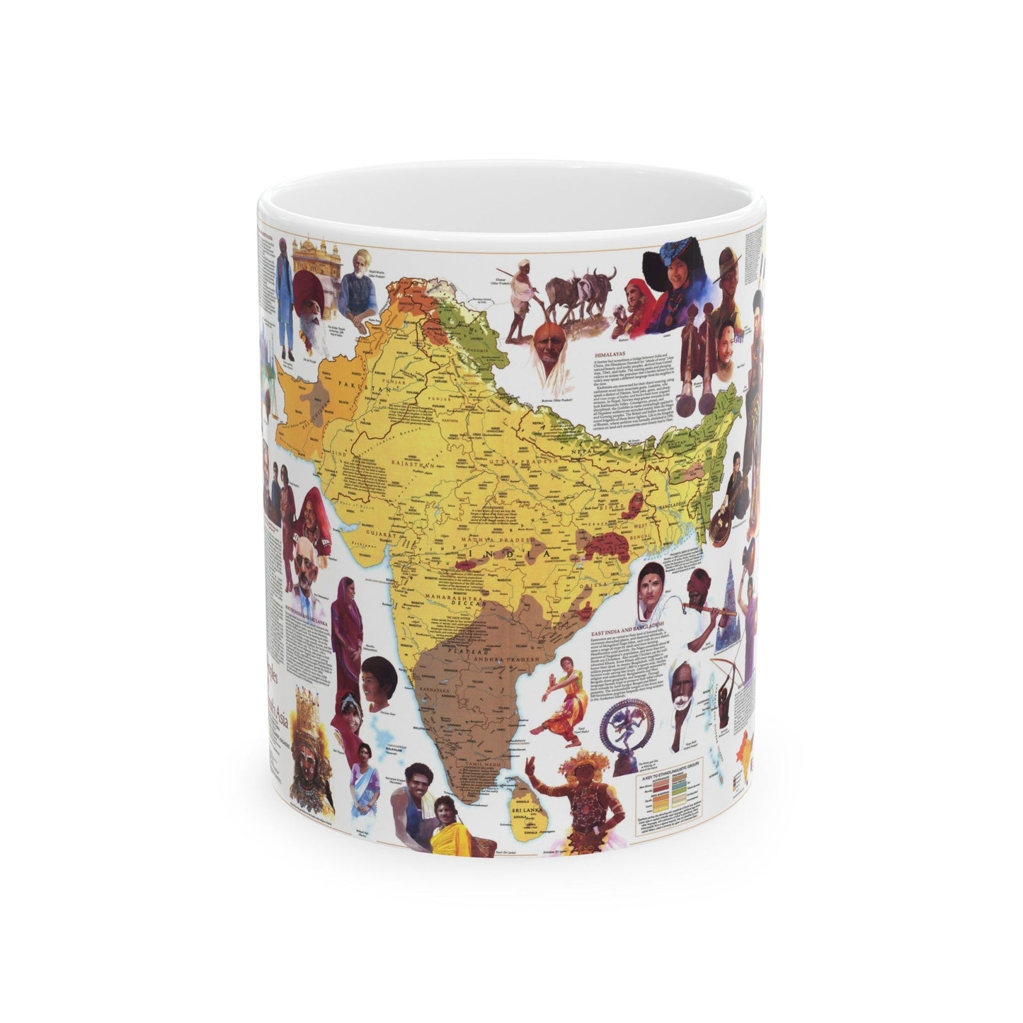 Asia - Peoples of South (1984) (Map) White Coffee Mug-11oz-The Sticker Space