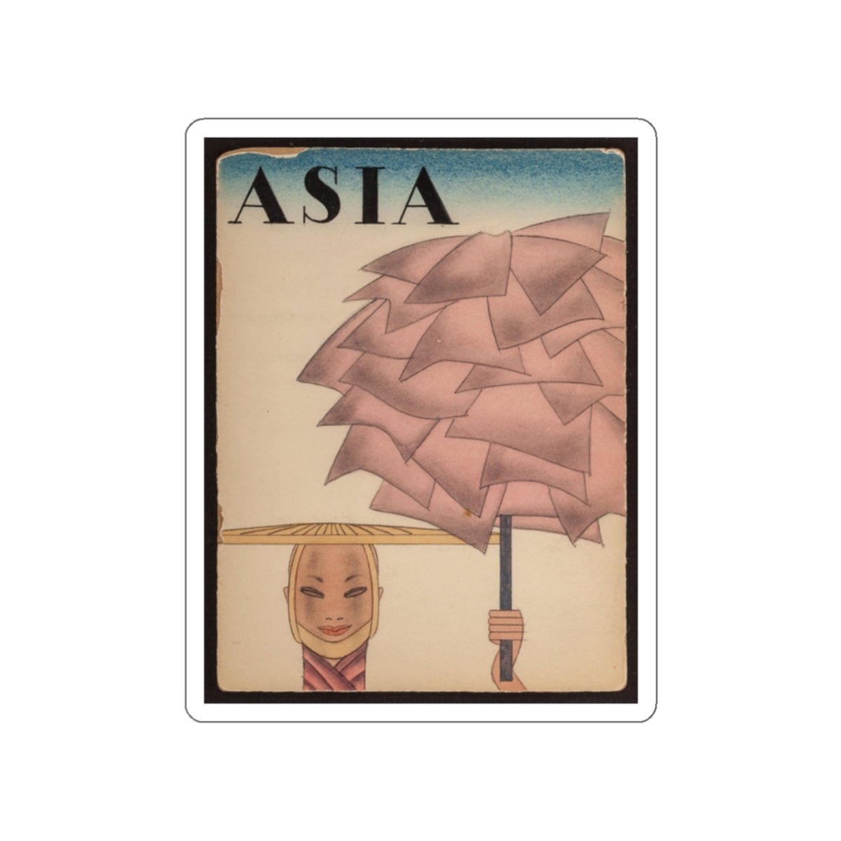 Asia, preliminary magazine cover, circa 1930s. (Magazine Illustration) STICKER Vinyl Die-Cut Decal-White-The Sticker Space