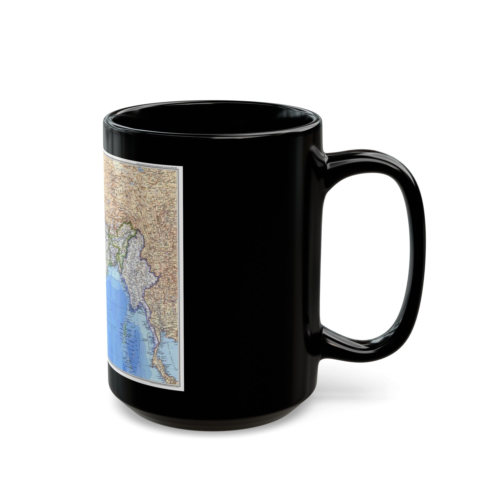 Asia - South (1984) (Map) Black Coffee Mug-The Sticker Space