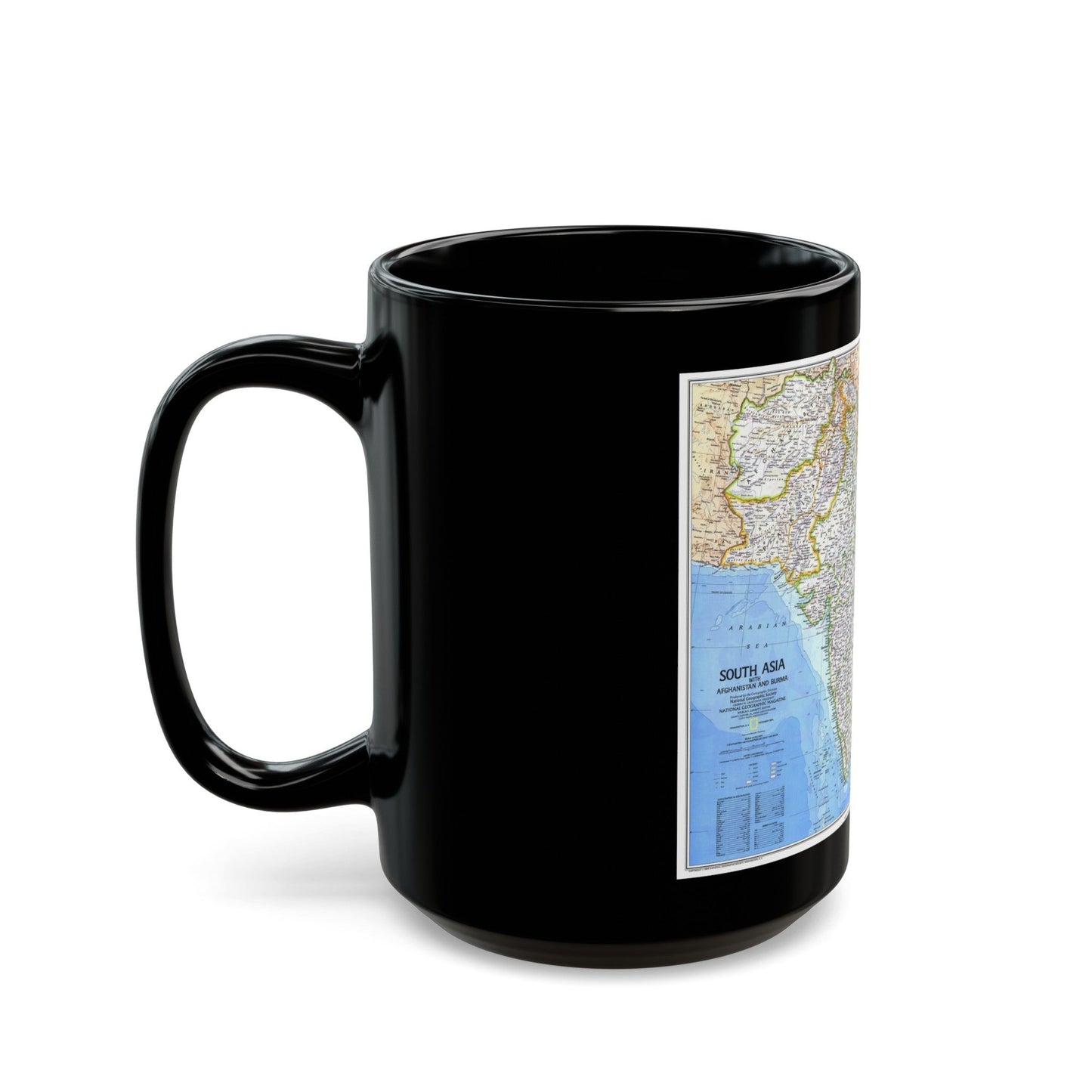 Asia - South (1984) (Map) Black Coffee Mug-The Sticker Space