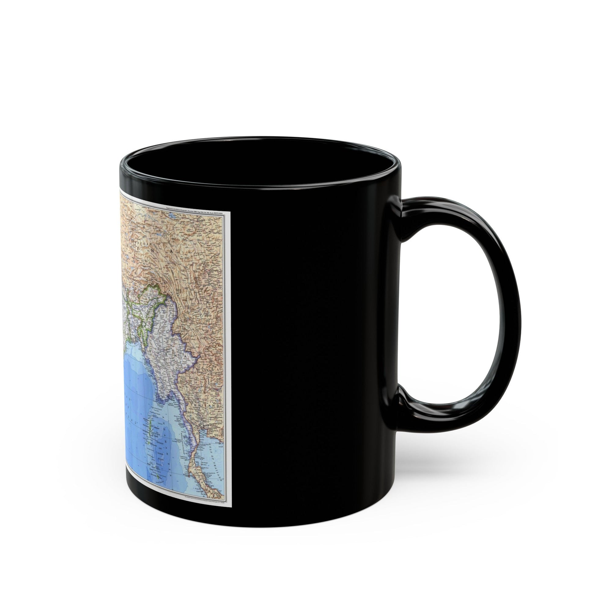 Asia - South (1984) (Map) Black Coffee Mug-The Sticker Space