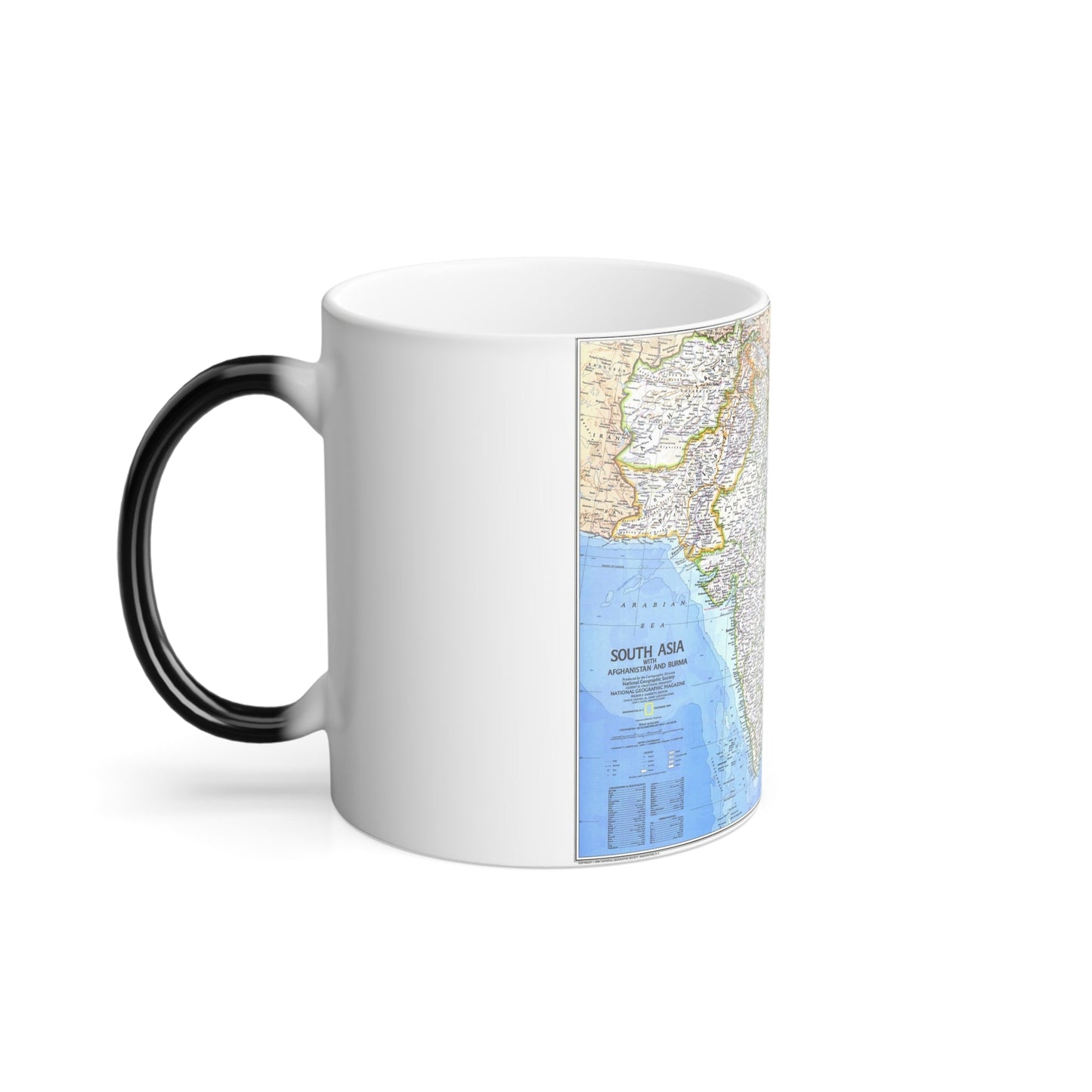 Asia - South (1984) (Map) Color Changing Mug 11oz-11oz-The Sticker Space