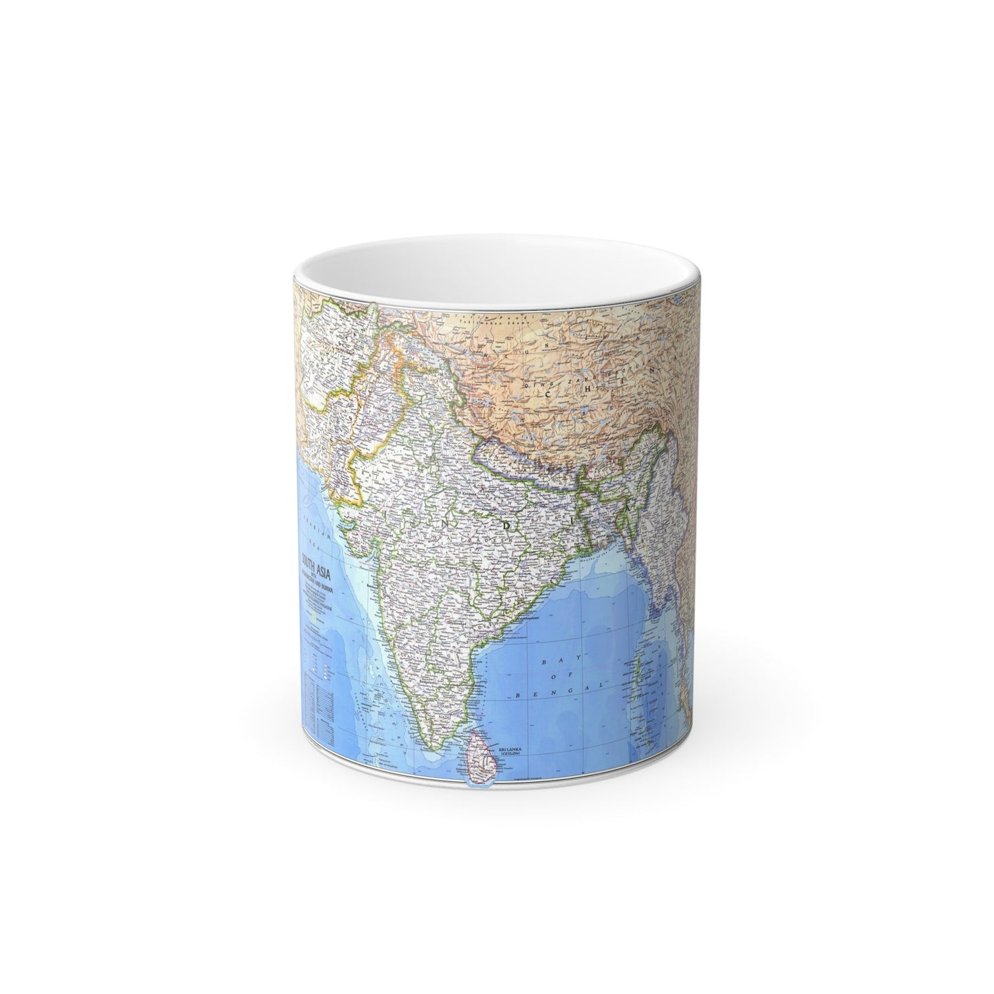 Asia - South (1984) (Map) Color Changing Mug 11oz-11oz-The Sticker Space