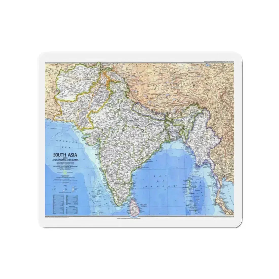 Asia - South (1984) (Map) Refrigerator Magnet 2 Inch - The Sticker Space