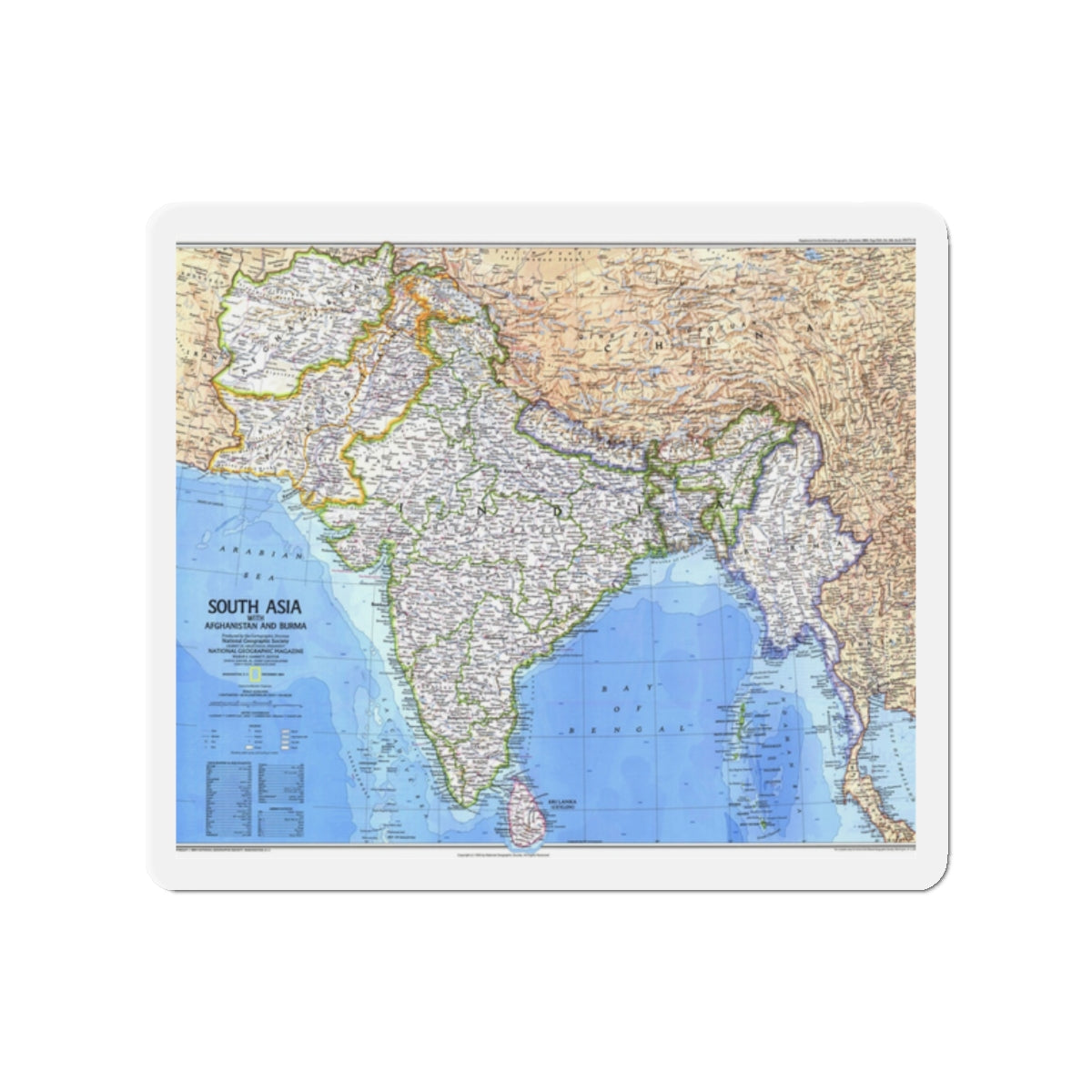 Asia - South (1984) (Map) Refrigerator Magnet-2" x 2"-The Sticker Space