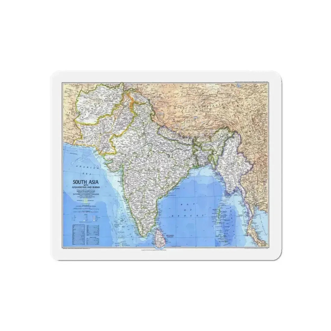 Asia - South (1984) (Map) Refrigerator Magnet 6 Inch - The Sticker Space