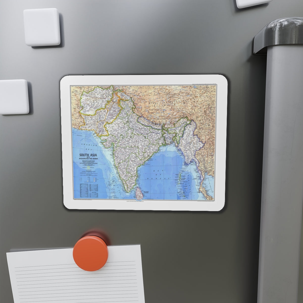 Asia - South (1984) (Map) Refrigerator Magnet-The Sticker Space