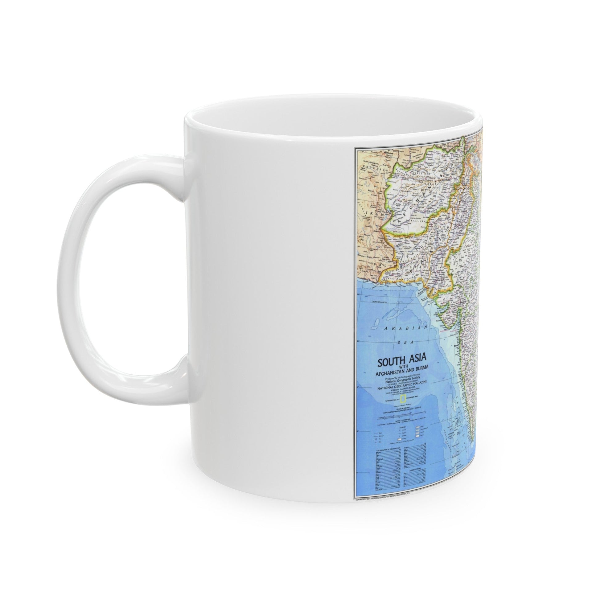 Asia - South (1984) (Map) White Coffee Mug-The Sticker Space