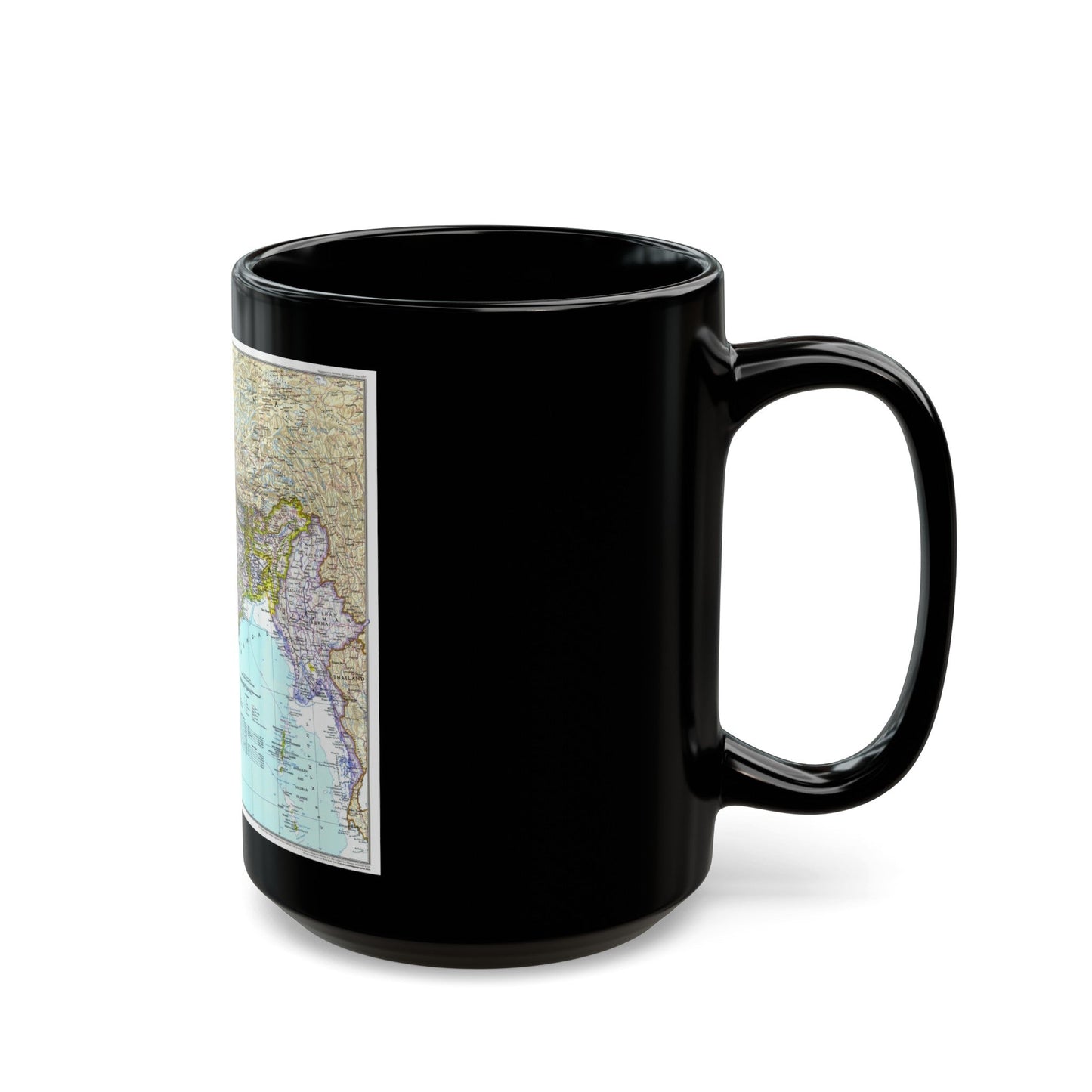 Asia - South with Afghanistan and Myanmar (1997) (Map) Black Coffee Mug-The Sticker Space