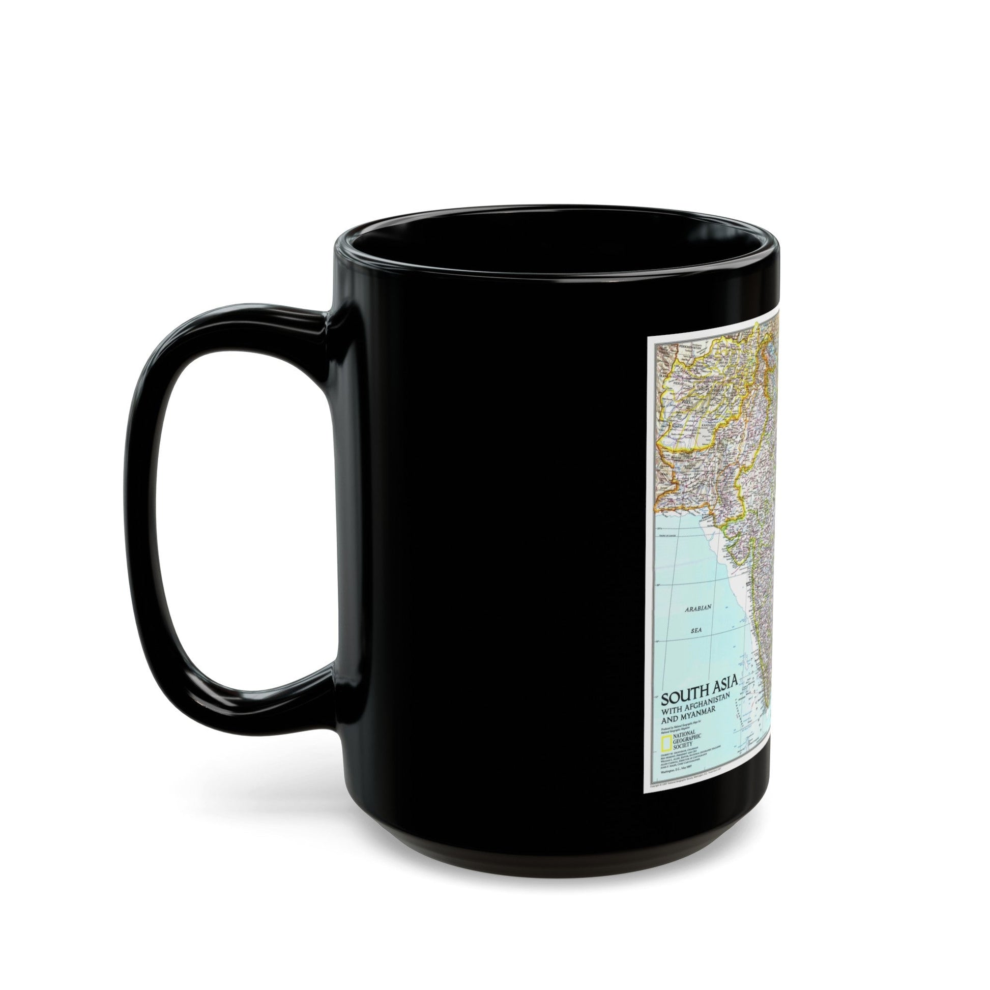 Asia - South with Afghanistan and Myanmar (1997) (Map) Black Coffee Mug-The Sticker Space