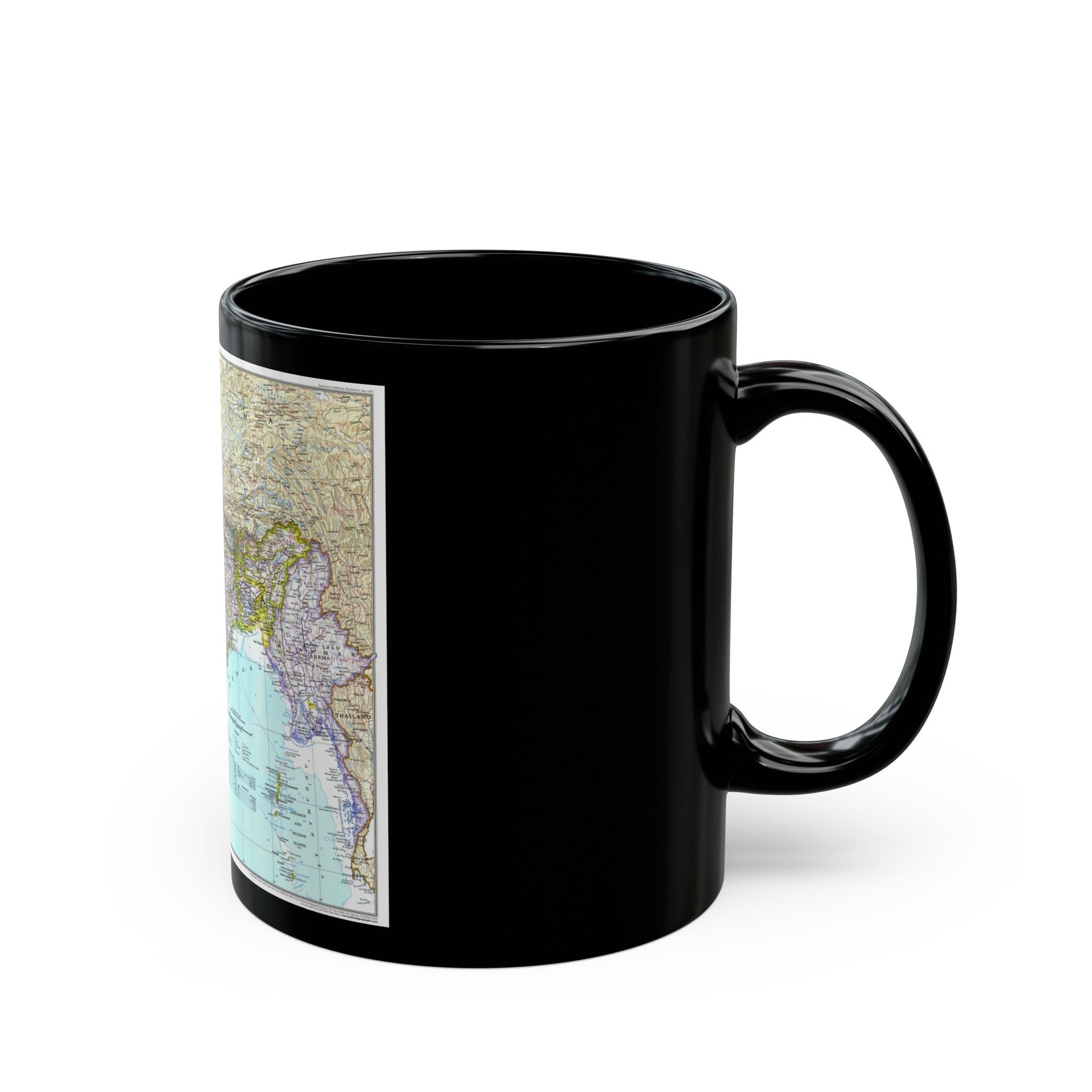 Asia - South with Afghanistan and Myanmar (1997) (Map) Black Coffee Mug-The Sticker Space