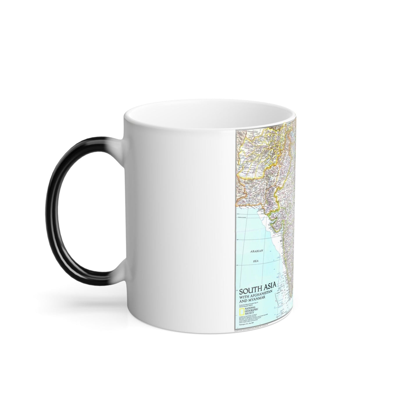 Asia - South with Afghanistan and Myanmar (1997) (Map) Color Changing Mug 11oz-11oz-The Sticker Space