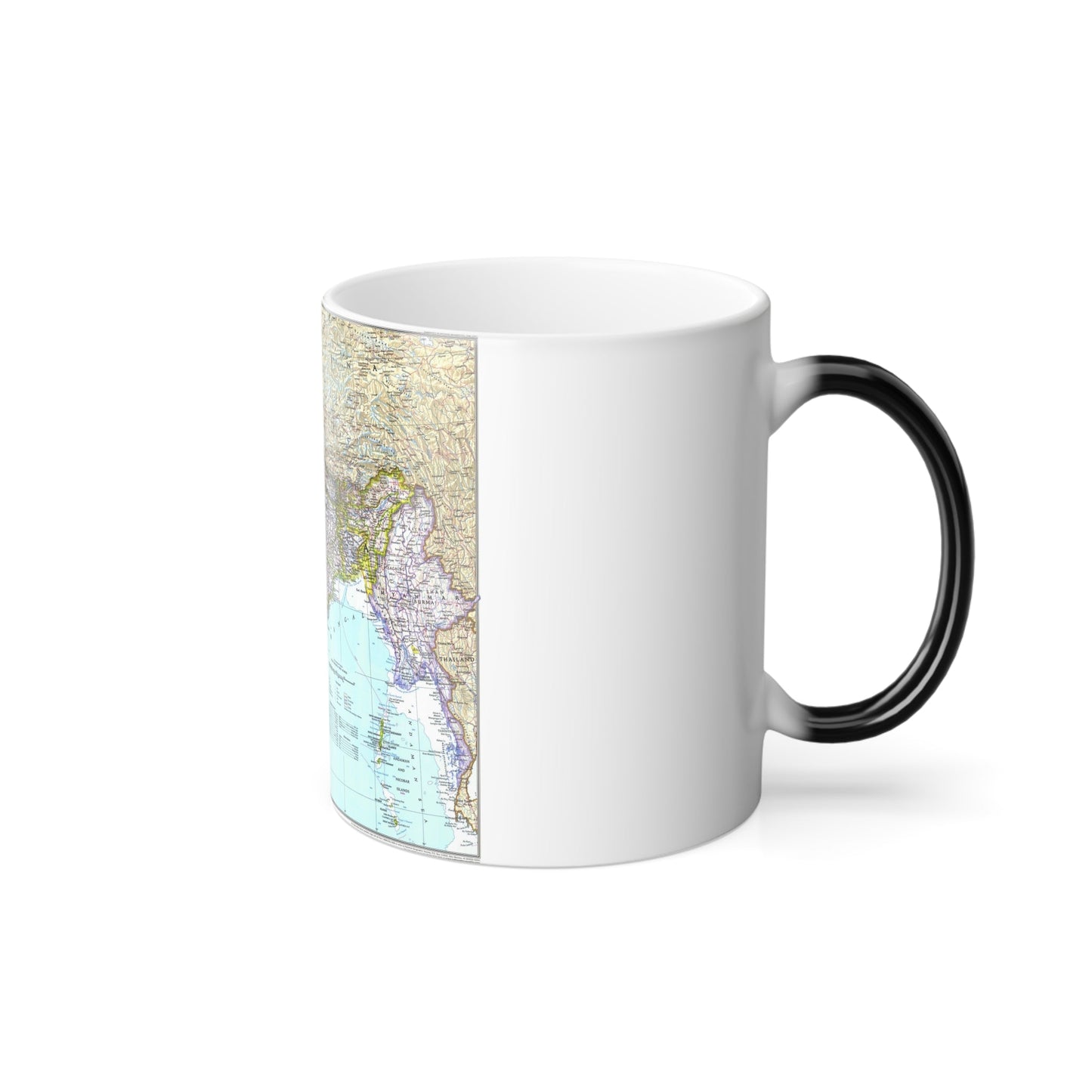 Asia - South with Afghanistan and Myanmar (1997) (Map) Color Changing Mug 11oz-11oz-The Sticker Space