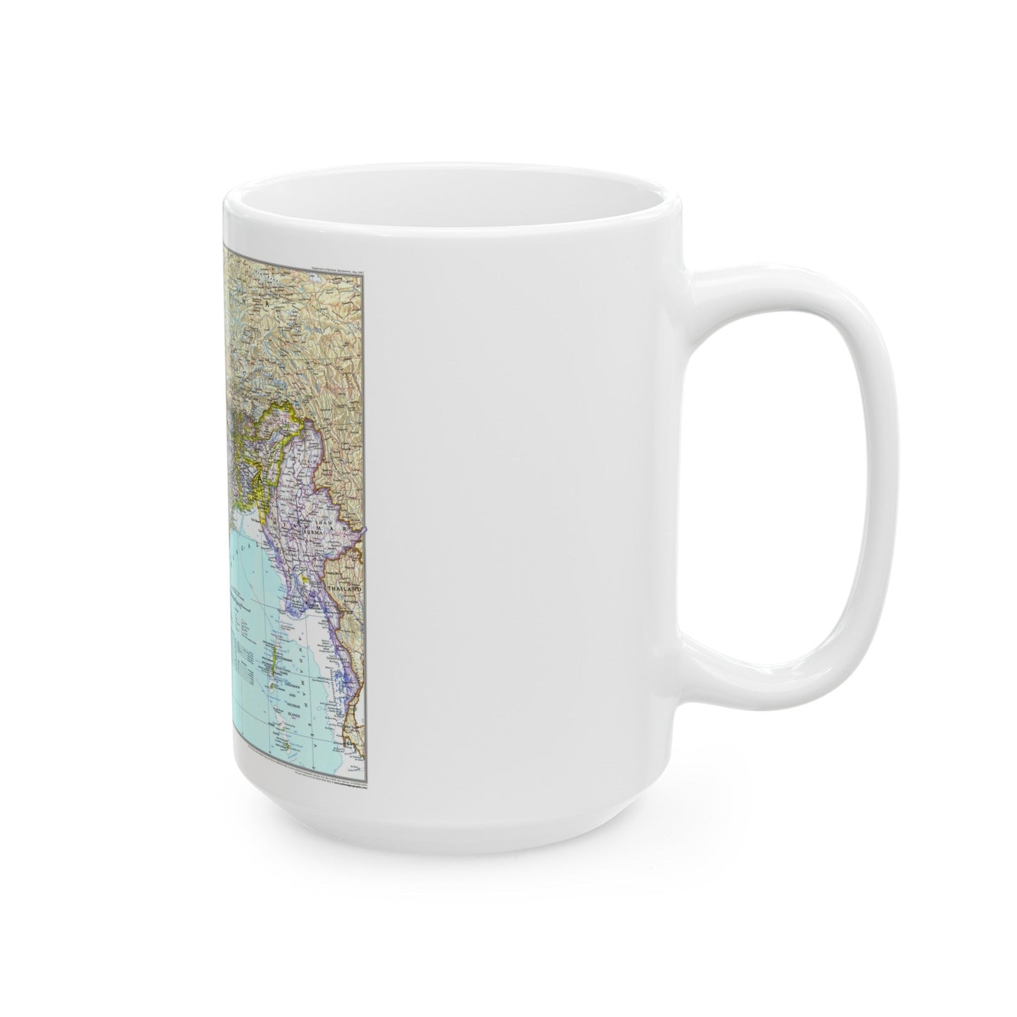 Asia - South with Afghanistan and Myanmar (1997) (Map) White Coffee Mug-The Sticker Space