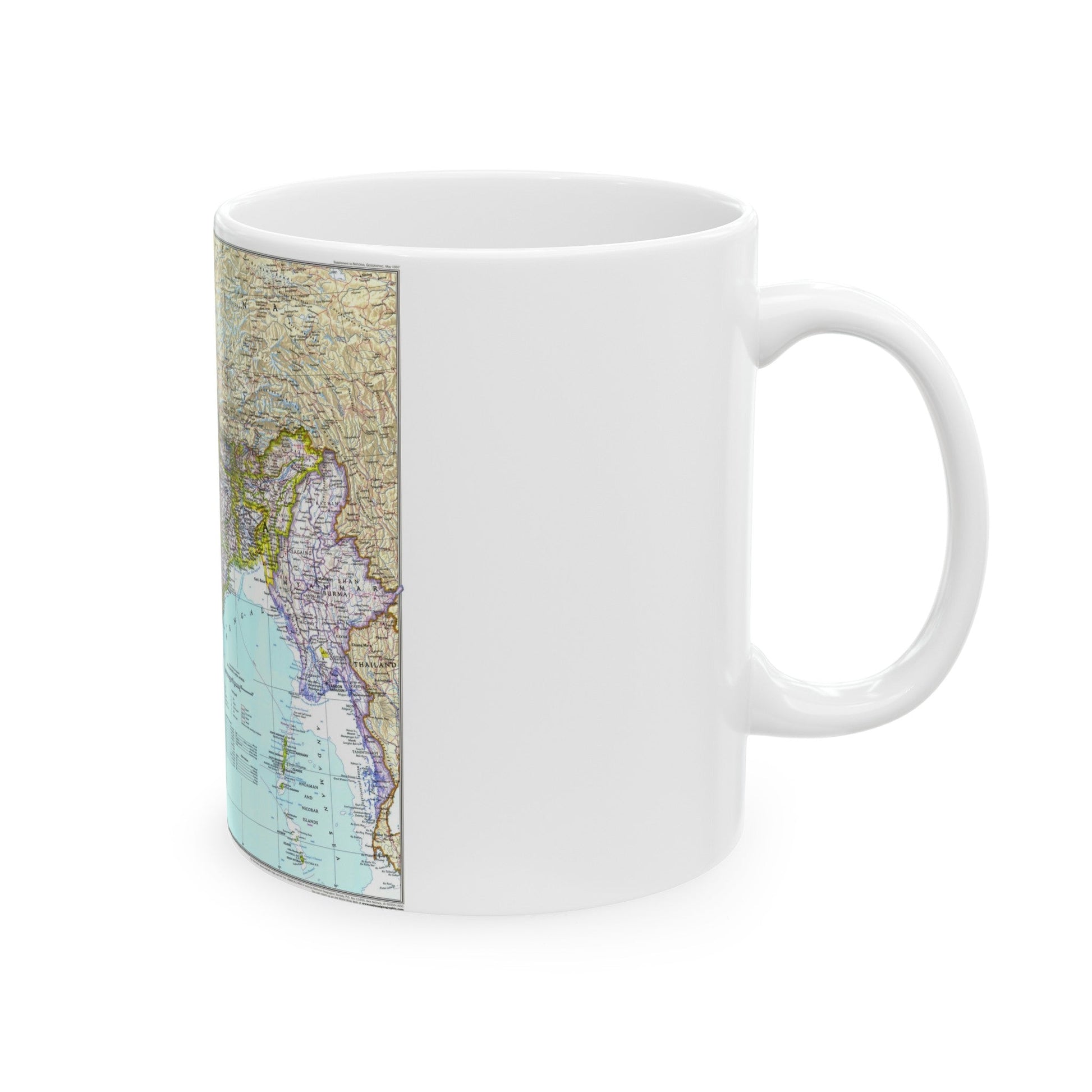 Asia - South with Afghanistan and Myanmar (1997) (Map) White Coffee Mug-The Sticker Space