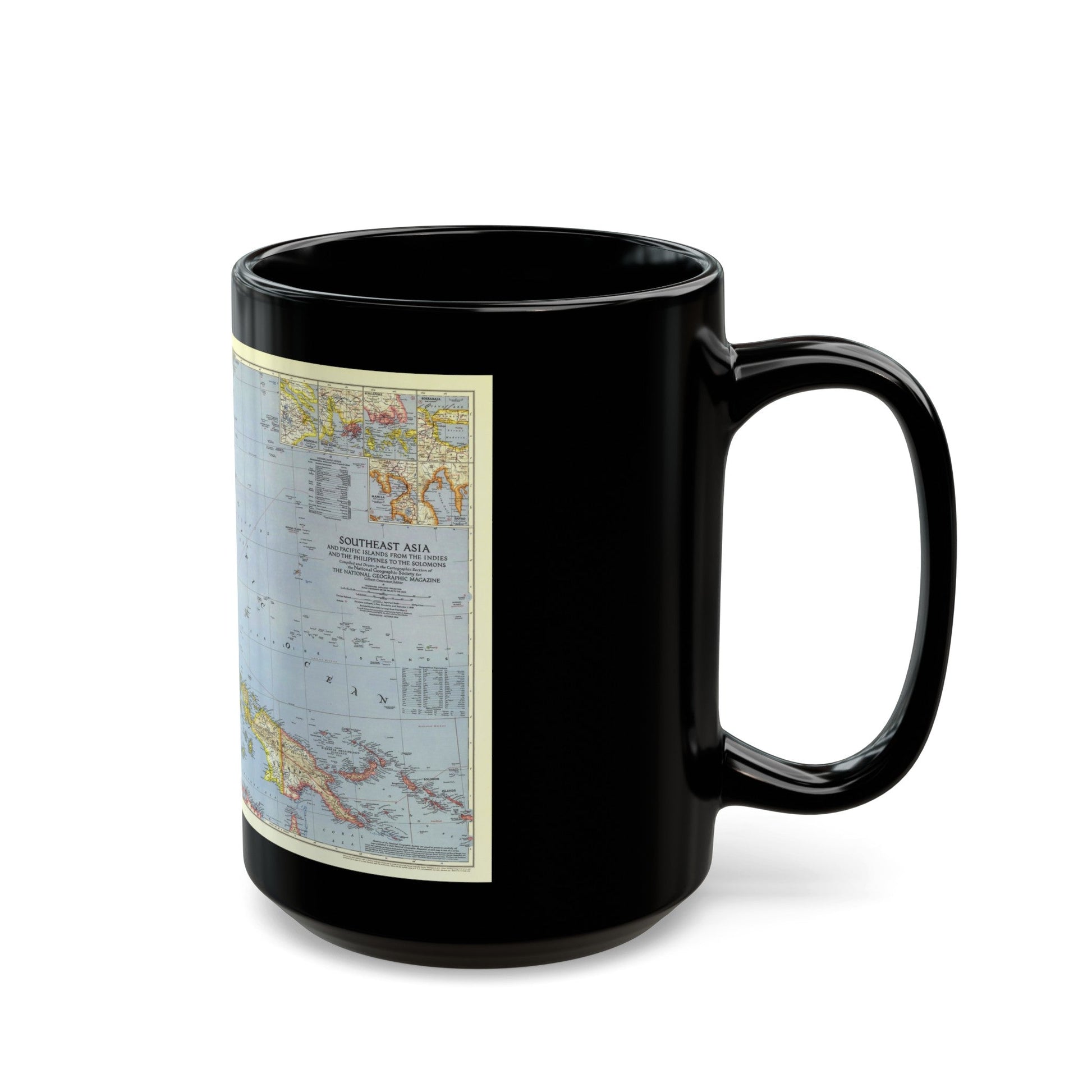 Asia - Southeast (1944) (Map) Black Coffee Mug-The Sticker Space