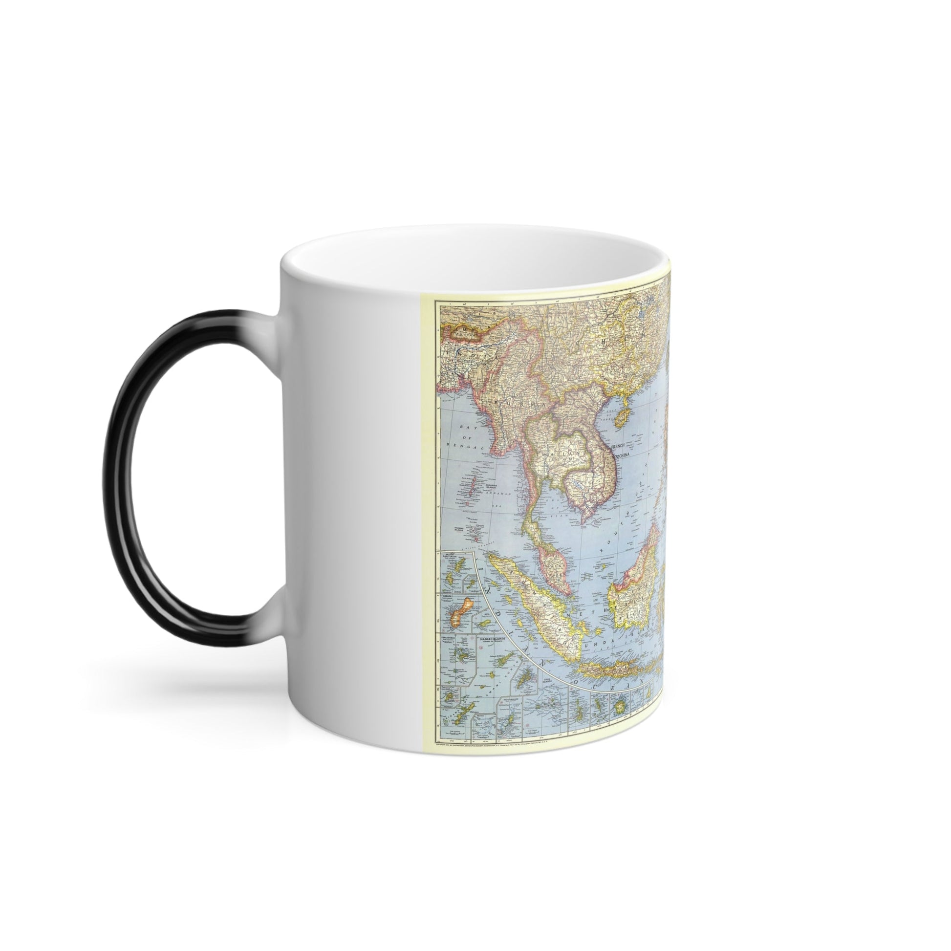 Asia - Southeast (1944) (Map) Color Changing Mug 11oz-11oz-The Sticker Space