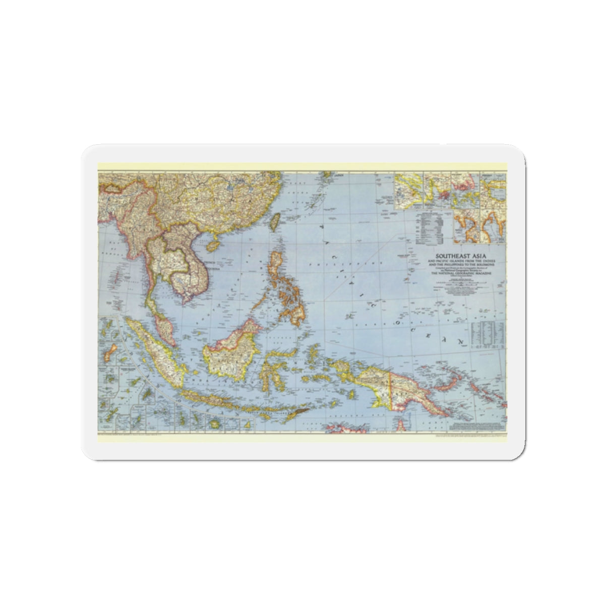 Asia - Southeast (1944) (Map) Refrigerator Magnet-2" x 2"-The Sticker Space