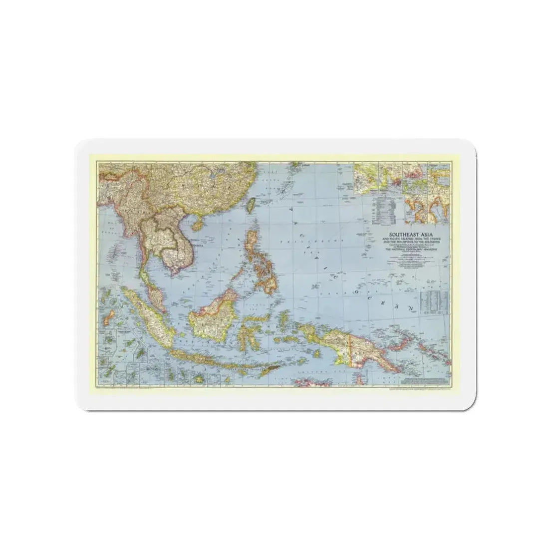 Asia - Southeast (1944) (Map) Refrigerator Magnet 3 Inch - The Sticker Space
