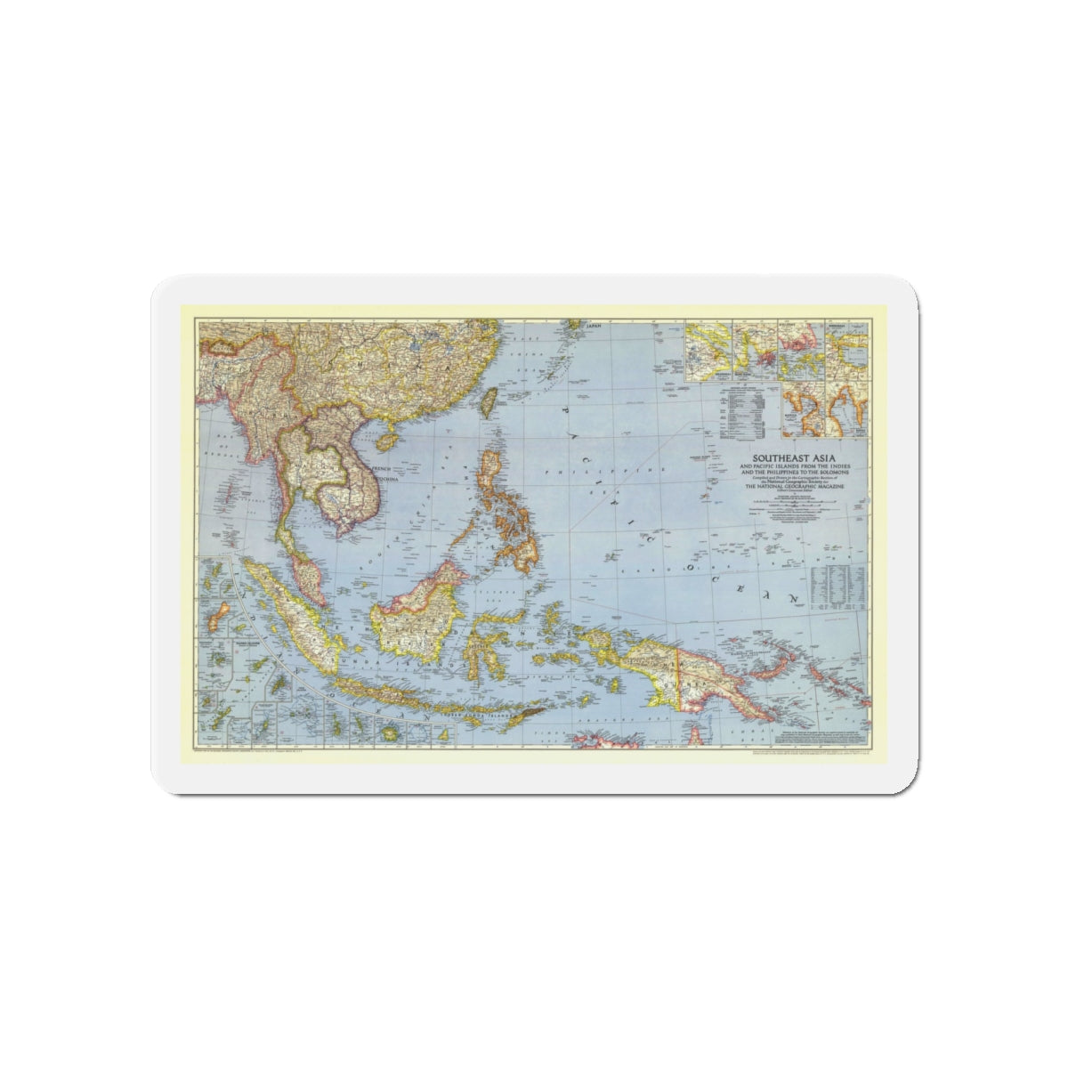 Asia - Southeast (1944) (Map) Refrigerator Magnet-4" x 4"-The Sticker Space