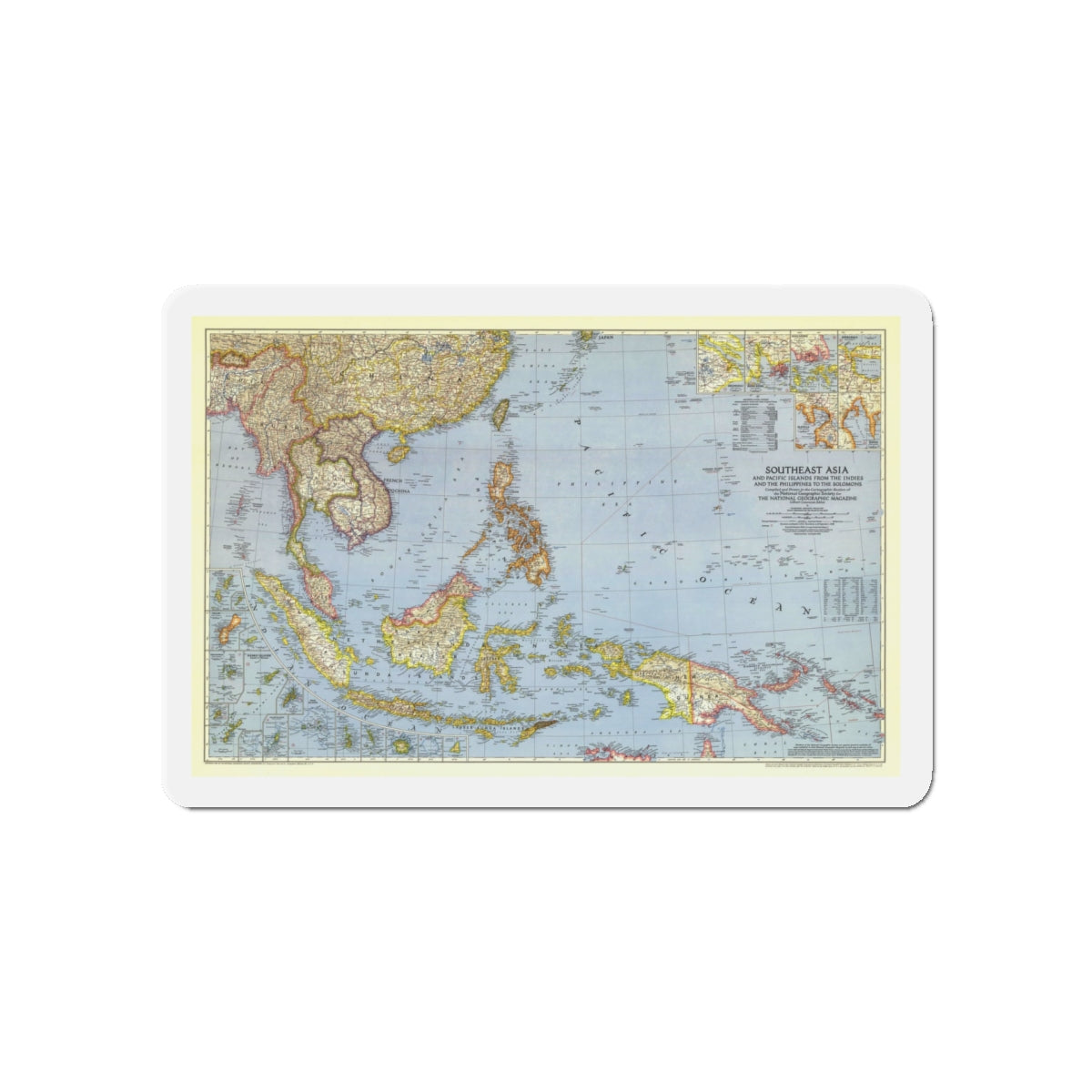 Asia - Southeast (1944) (Map) Refrigerator Magnet-5" x 5"-The Sticker Space