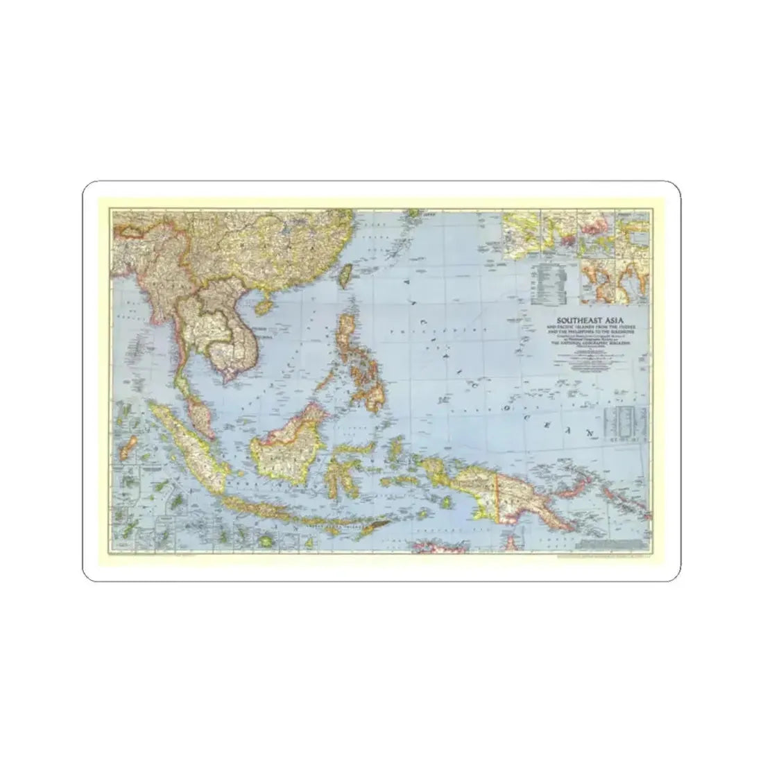 Asia - Southeast (1944) (Map) STICKER Vinyl Kiss-Cut Decal 2 Inch White - The Sticker Space