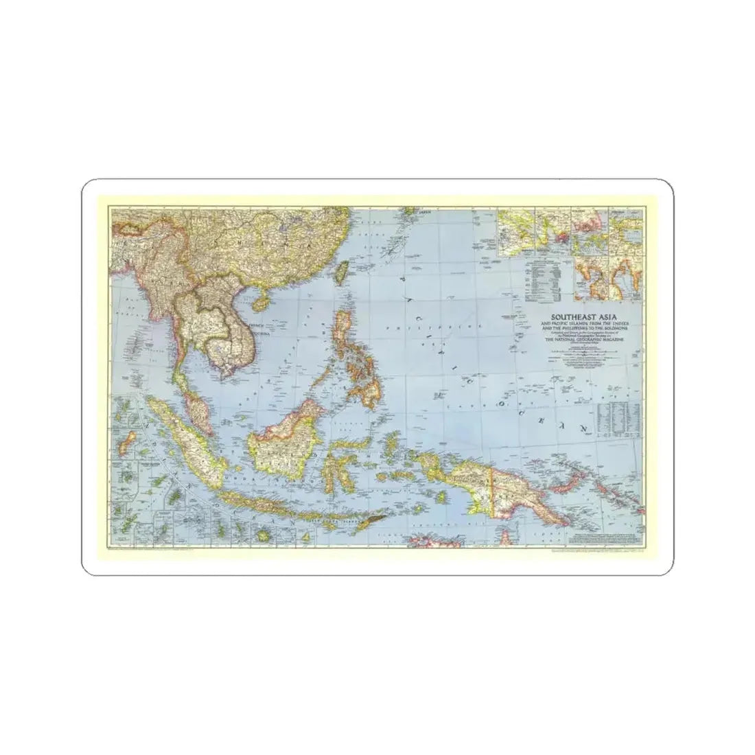 Asia - Southeast (1944) (Map) STICKER Vinyl Kiss-Cut Decal 4 Inch White - The Sticker Space