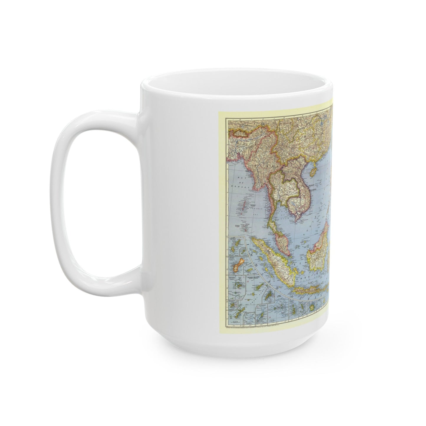 Asia - Southeast (1944) (Map) White Coffee Mug-The Sticker Space