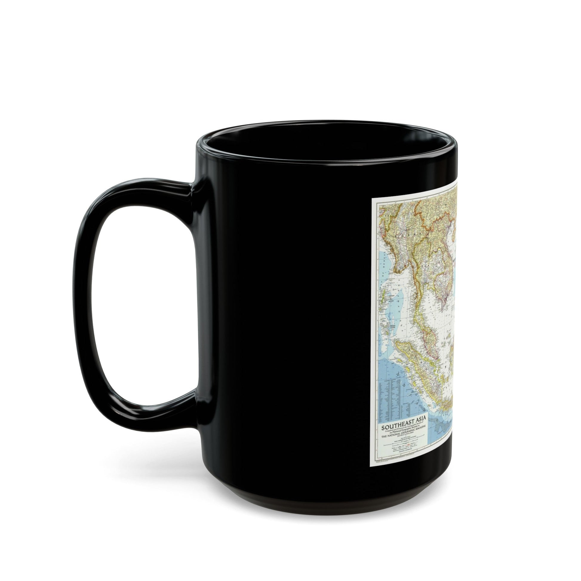 Asia - Southeast (1955) (Map) Black Coffee Mug-The Sticker Space