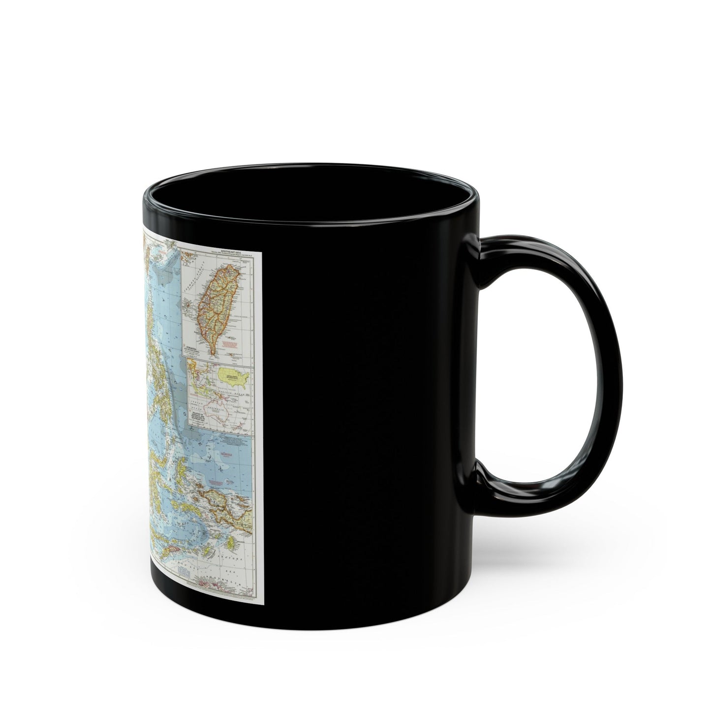 Asia - Southeast (1955) (Map) Black Coffee Mug-The Sticker Space