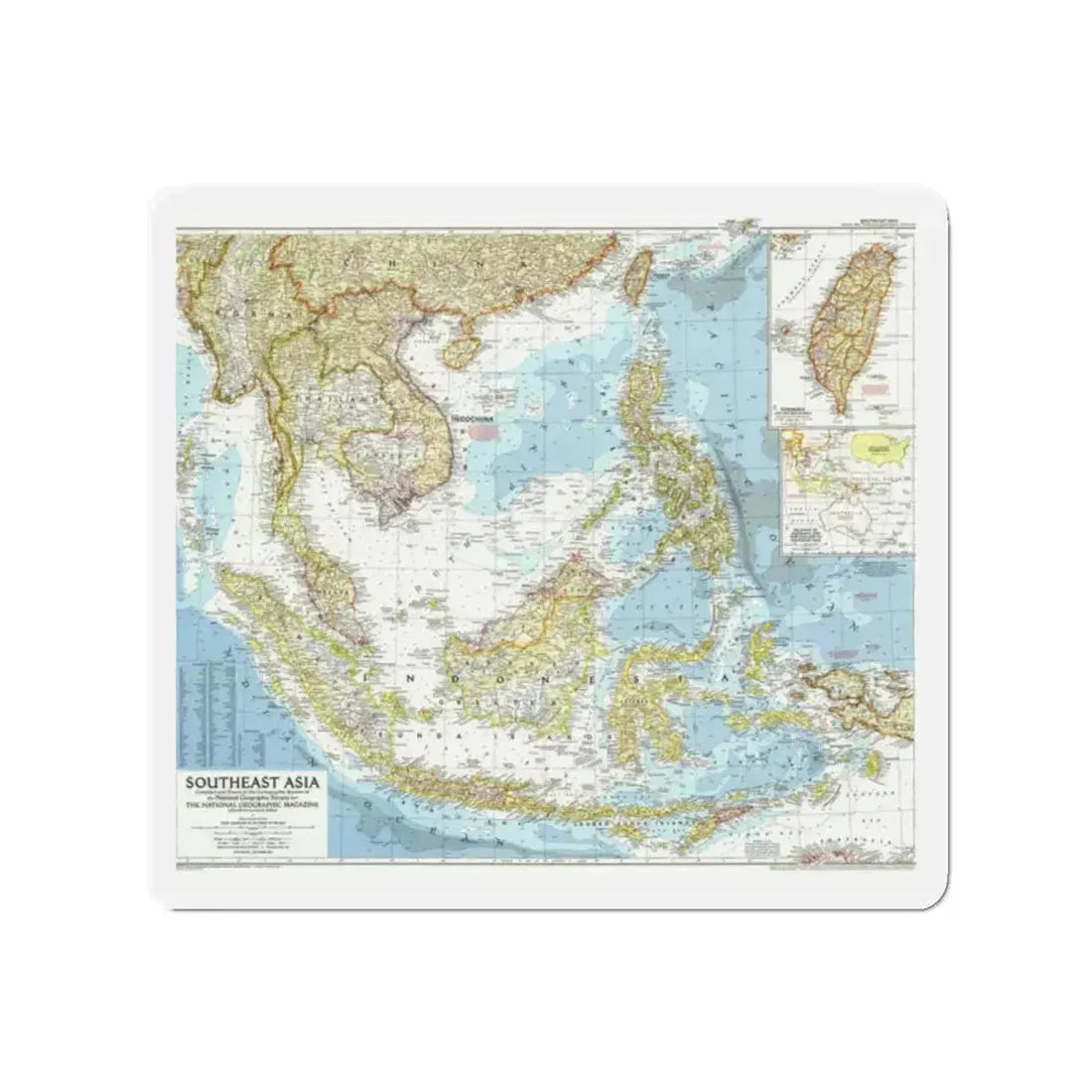Asia - Southeast (1955) (Map) Refrigerator Magnet 2 Inch - The Sticker Space