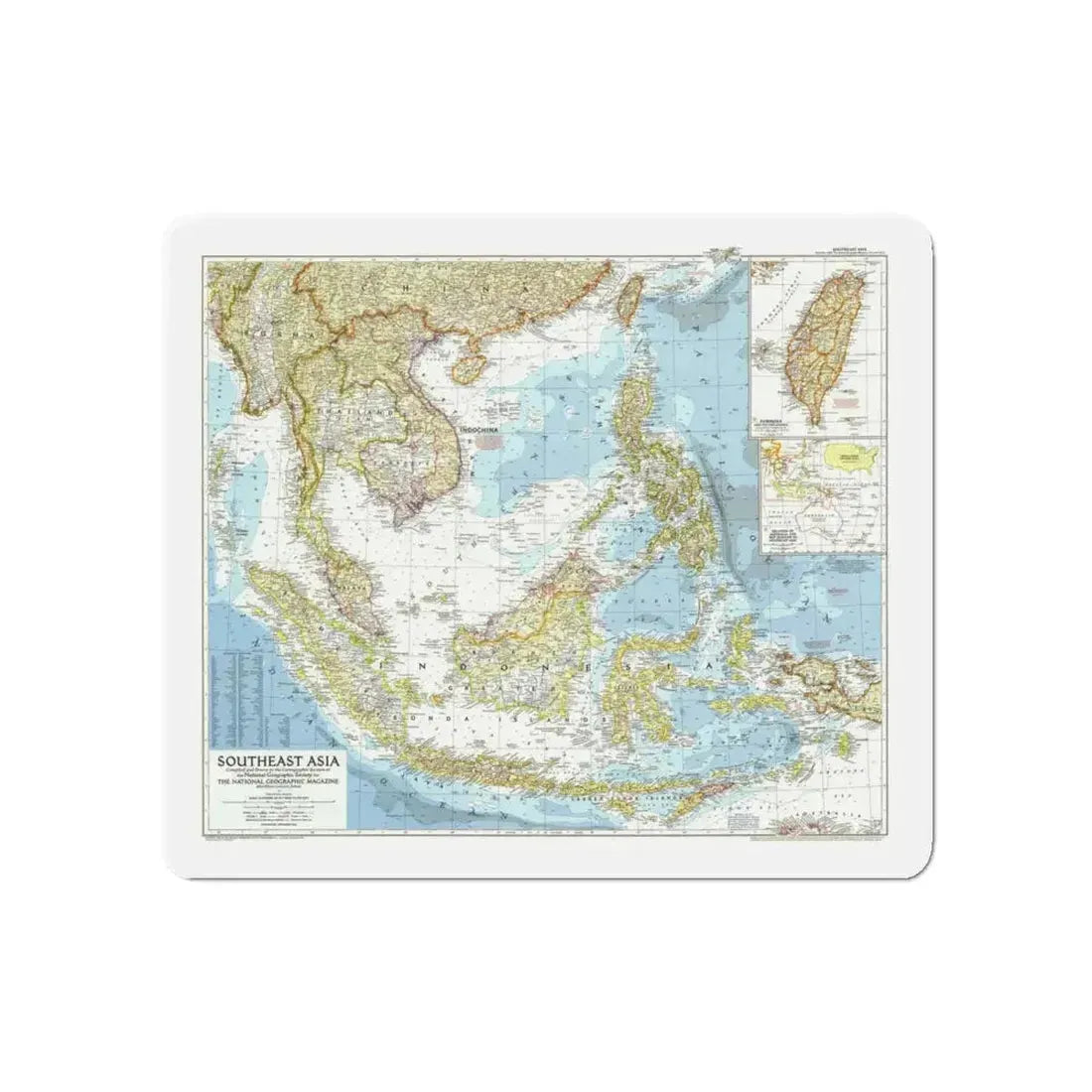 Asia - Southeast (1955) (Map) Refrigerator Magnet 5 Inch - The Sticker Space