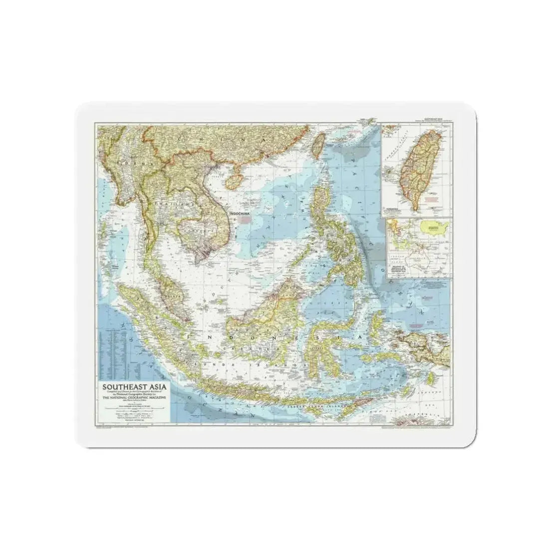 Asia - Southeast (1955) (Map) Refrigerator Magnet - The Sticker Space