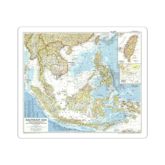 Asia - Southeast (1955) (Map) STICKER Vinyl Kiss-Cut Decal 2 Inch White - The Sticker Space
