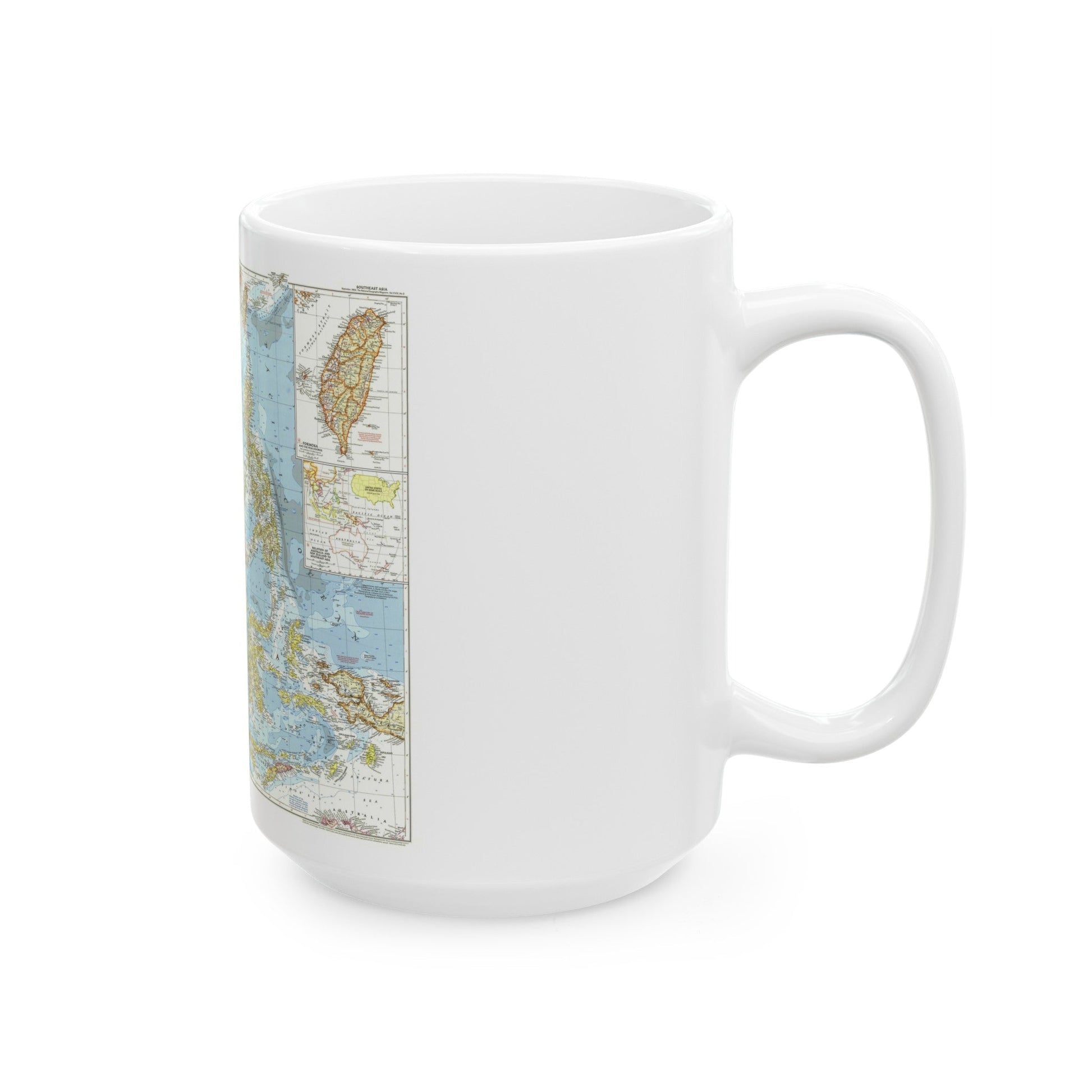 Asia - Southeast (1955) (Map) White Coffee Mug-The Sticker Space