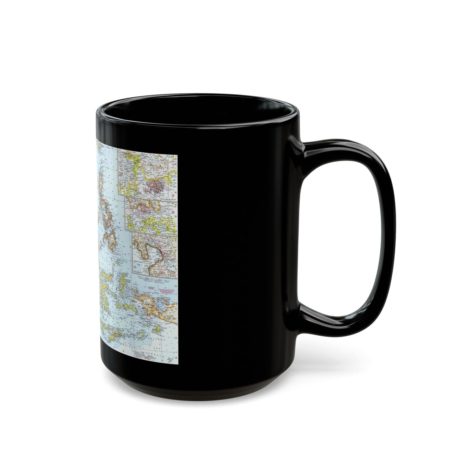 Asia - Southeast (1961) (Map) Black Coffee Mug-The Sticker Space