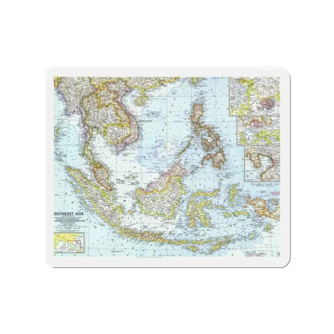 Asia - Southeast (1961) (Map) Refrigerator Magnet 2 Inch - The Sticker Space