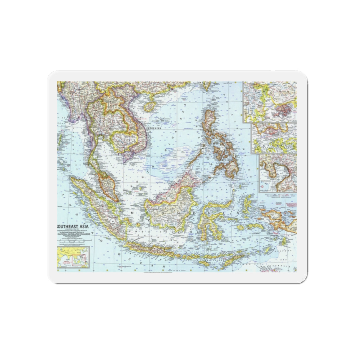 Asia - Southeast (1961) (Map) Refrigerator Magnet-2" x 2"-The Sticker Space