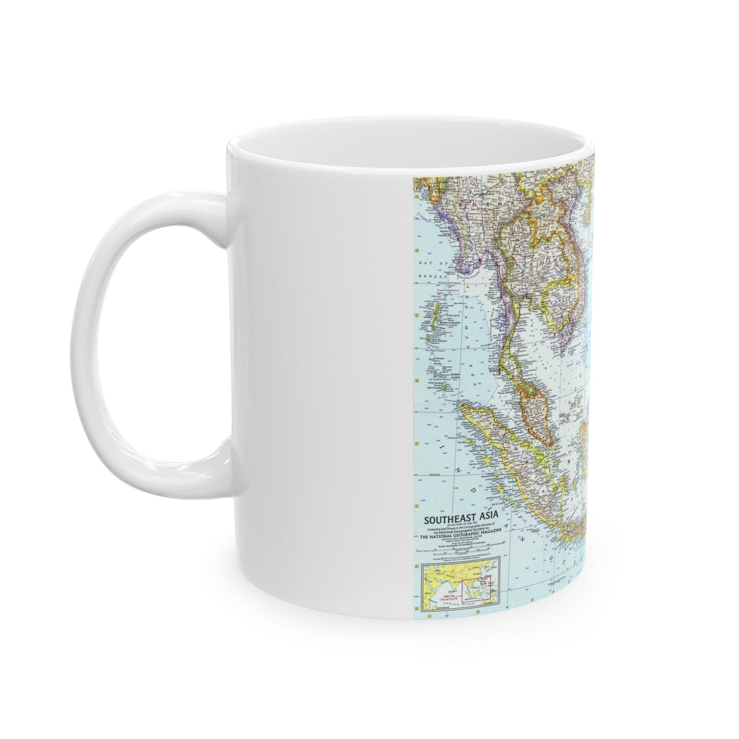 Asia - Southeast (1961) (Map) White Coffee Mug-The Sticker Space