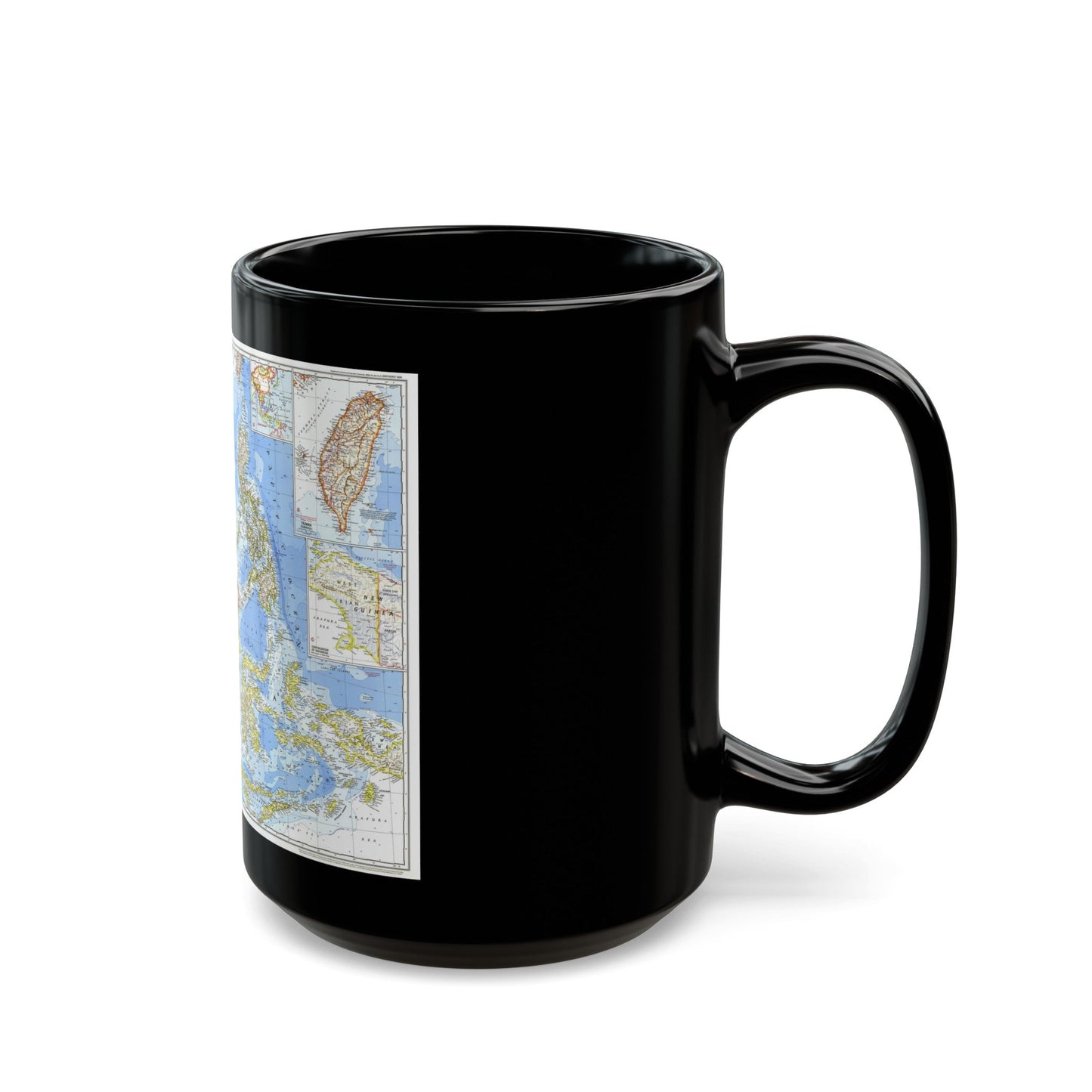 Asia - Southeast (1968) (Map) Black Coffee Mug-The Sticker Space